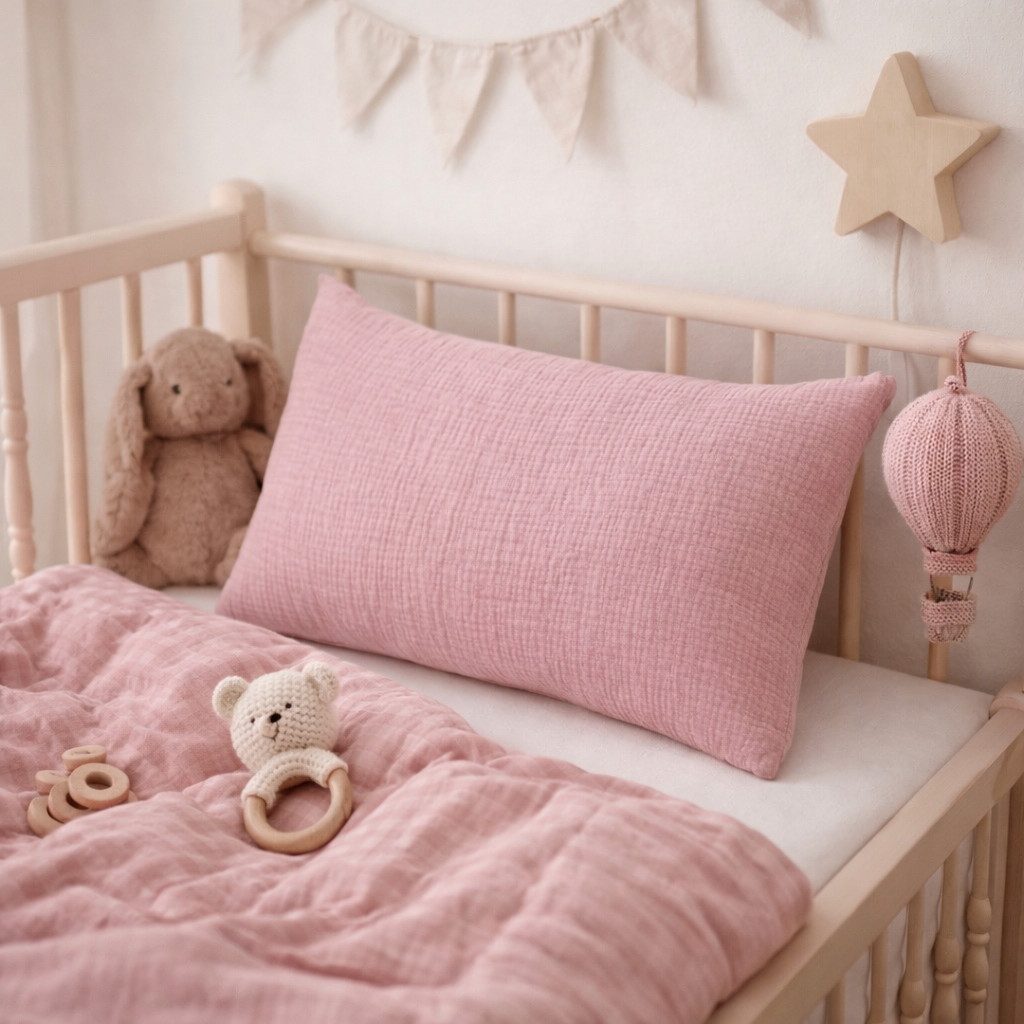 BABEES Kissenbezüge 2-er Set Kissenbezug 40x60 / 30x50 cm 100% Musselin Baumwolle 150 g/qm, Kissenbezüge Kissenhülle Kinderbettwäsche Kinderzimmer Creme Beige
