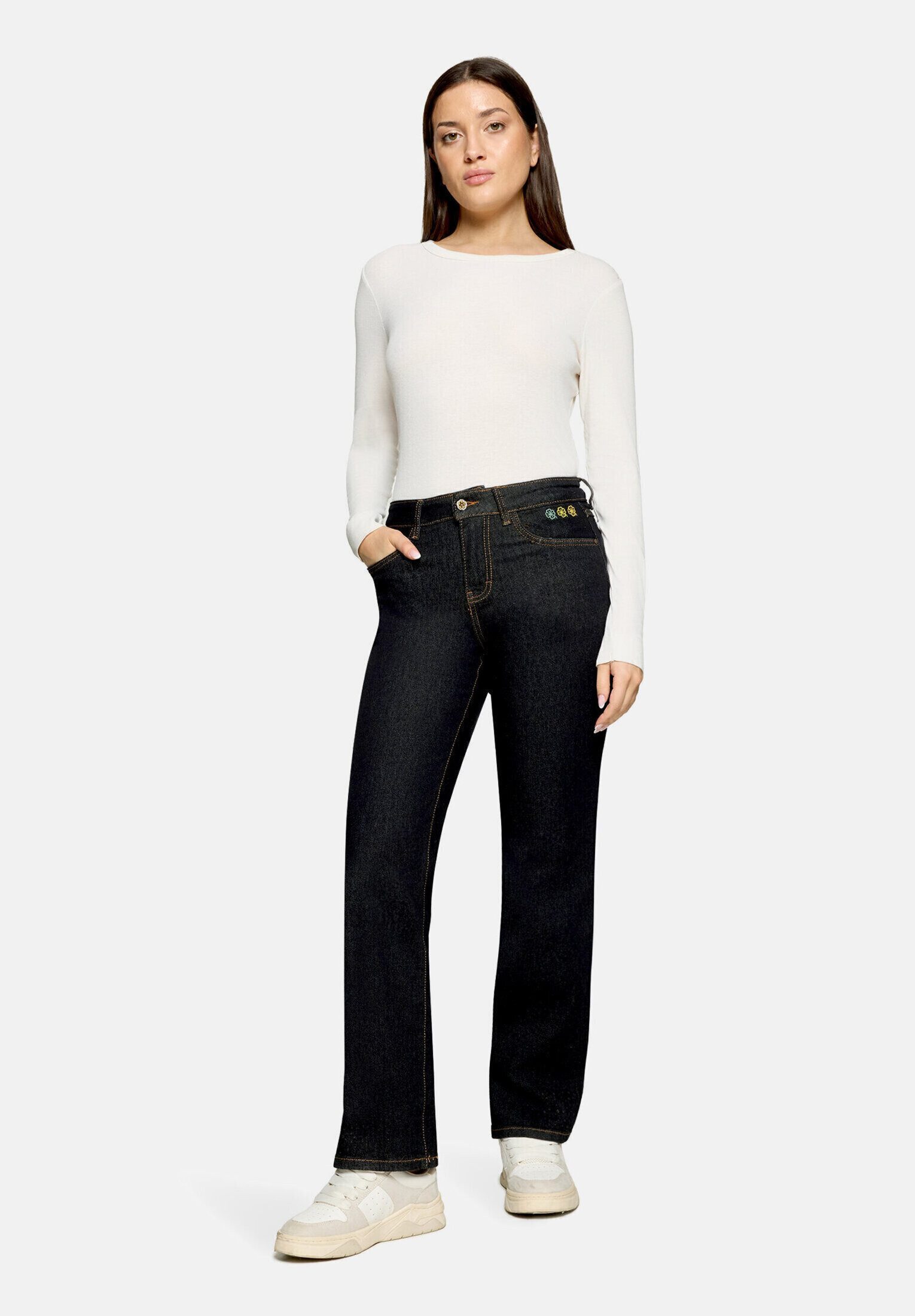 Cartoon Stretch-Jeans Damen mit Strass