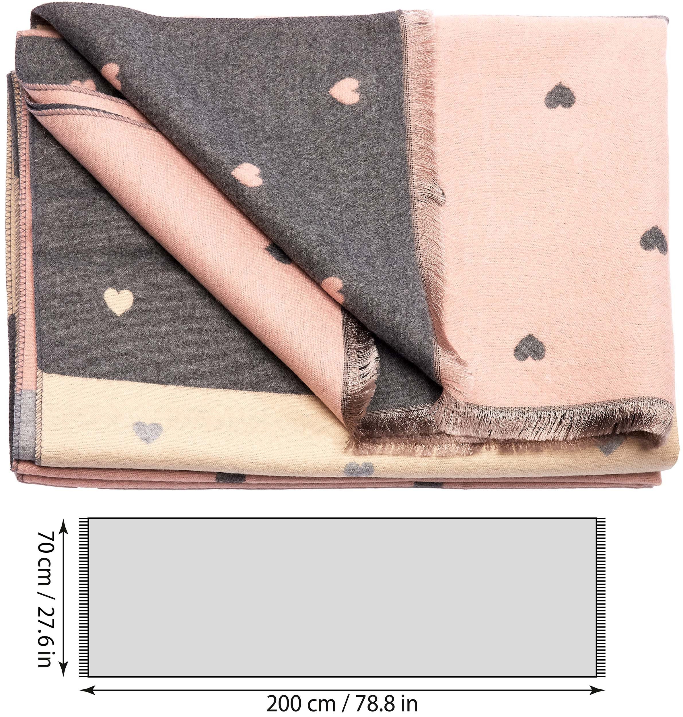 BRUBAKER Schal Cashmirillo Damen Schal mit Herz Muster - 70 x 200 cm, (Weiches Kaschmir-Gefühl, 1-St. für Herbst und Winter), Warm, Kuschelig und Oversized - He – Bild 5 von 5