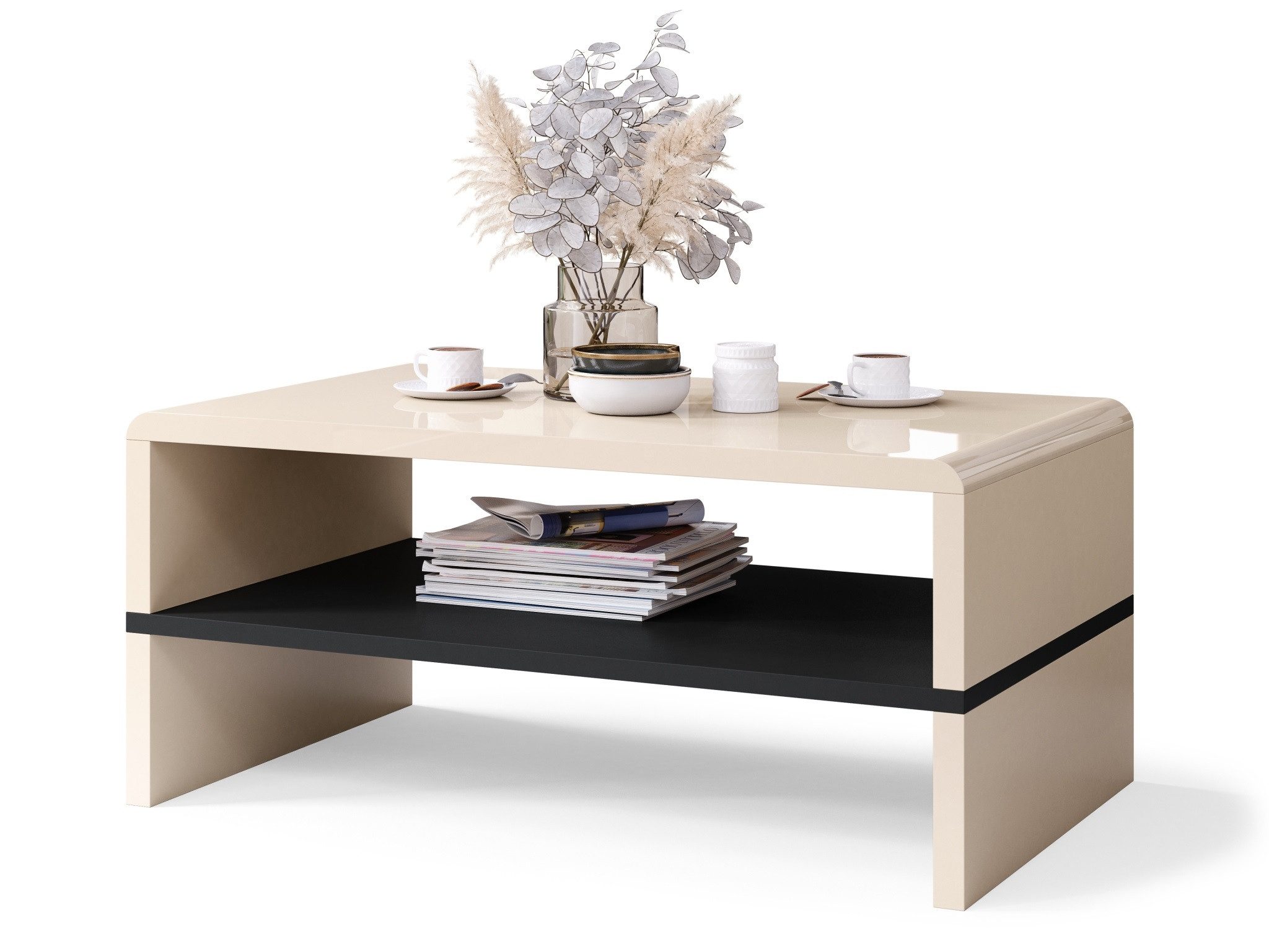 Mazzoni Couchtisch Couchtisch Rock Beige Hochglanz günstig online kaufen