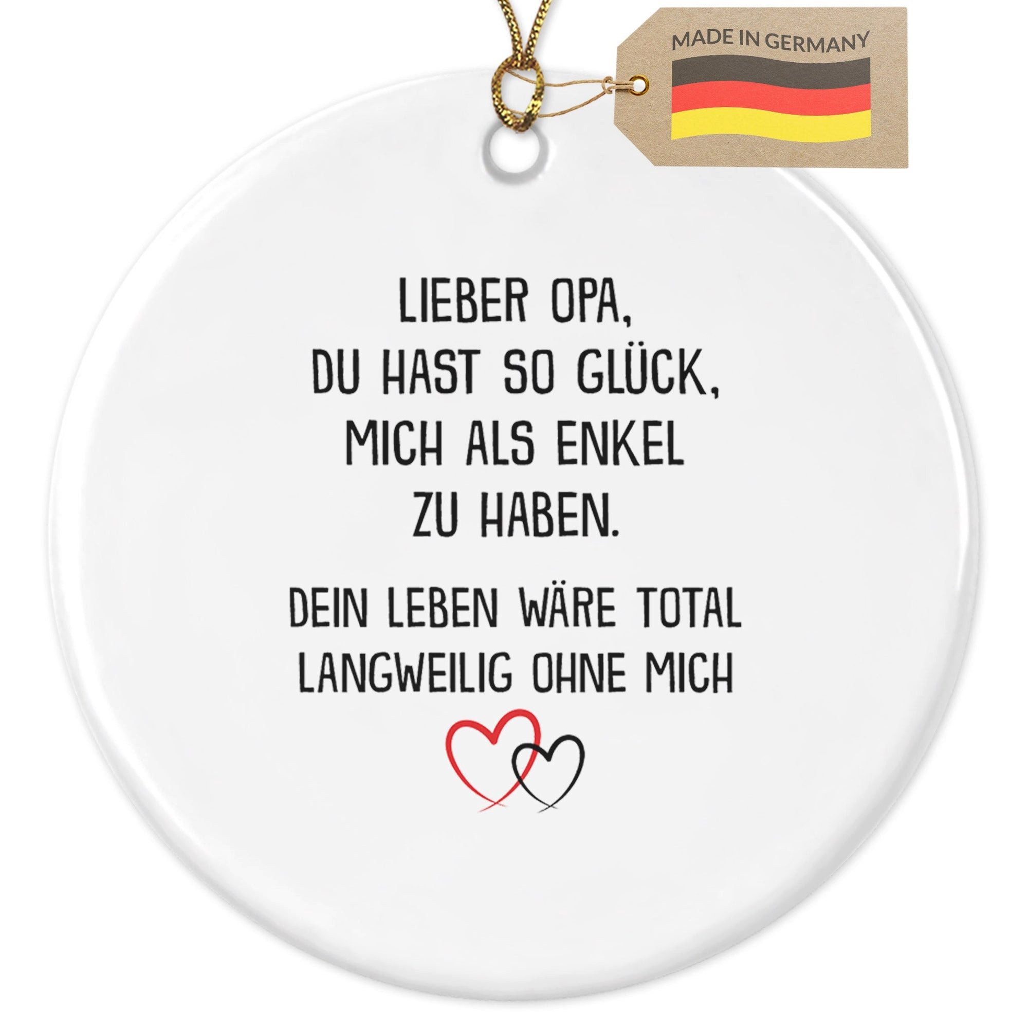 22Feels Weihnachtsbaumkugel Weihnachtsdeko Opa Geschenk v. Enkel Männer Grossvater Anhänger, MADE IN GERMANY, KERAMIK