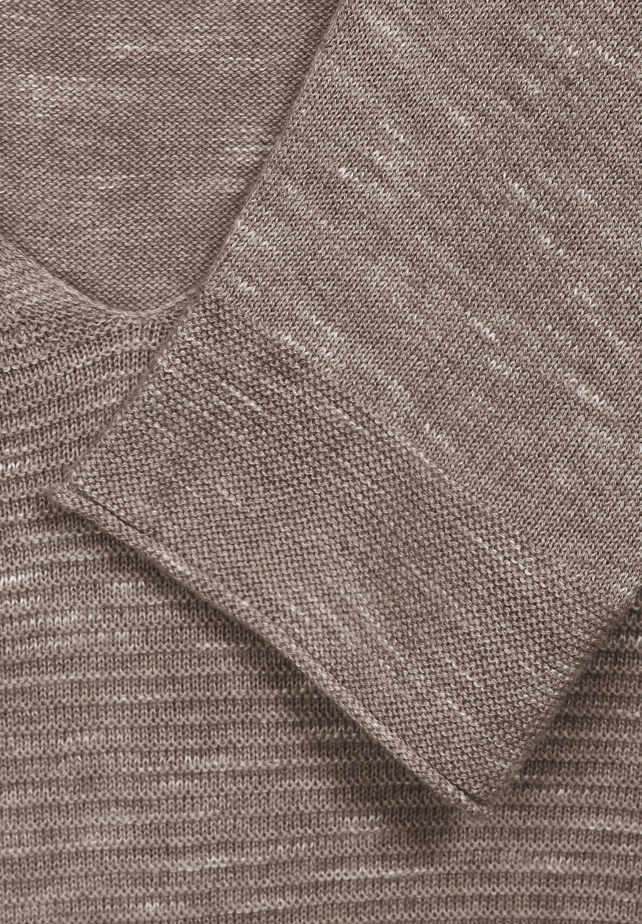 Cecil V-Ausschnitt-Pullover mit Streifen-Struktur heather melange taupe