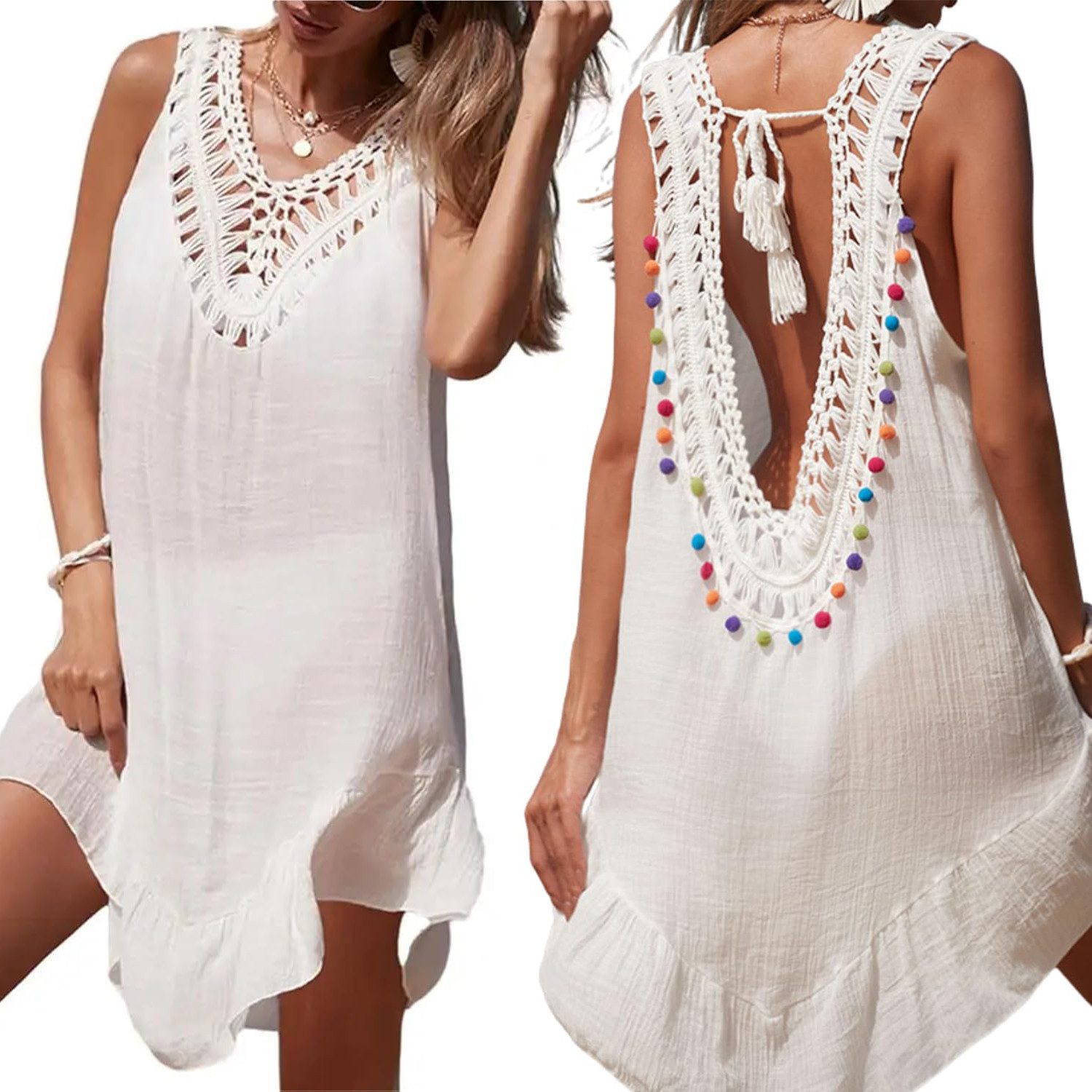RWEUOQ Blusenkleid Strand-Tunika für Damen, Bikini-Überwurf günstig online kaufen