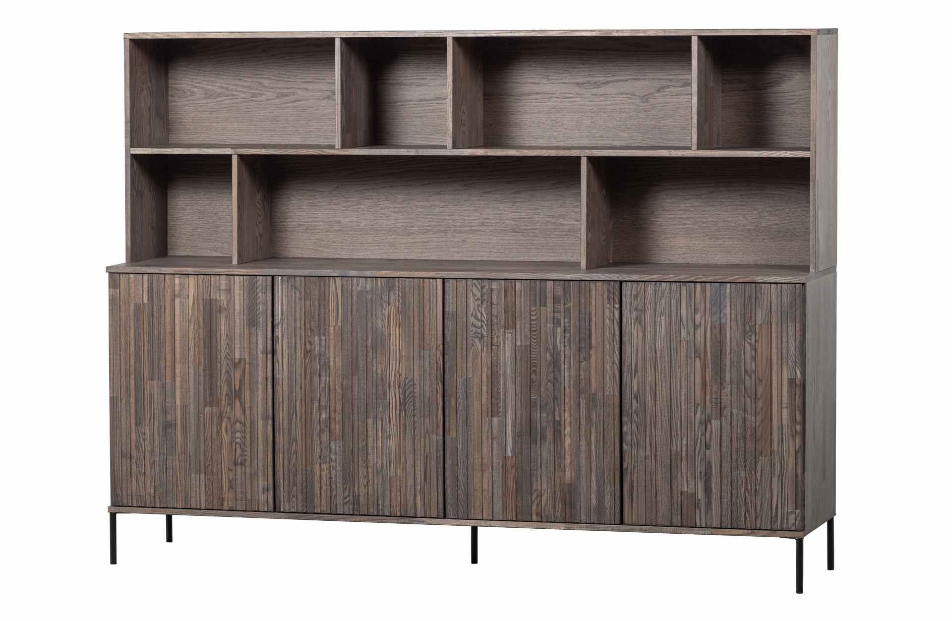 WOOOD Buffet Gravure aus Eschenholz, Espresso Push-to-Open-System