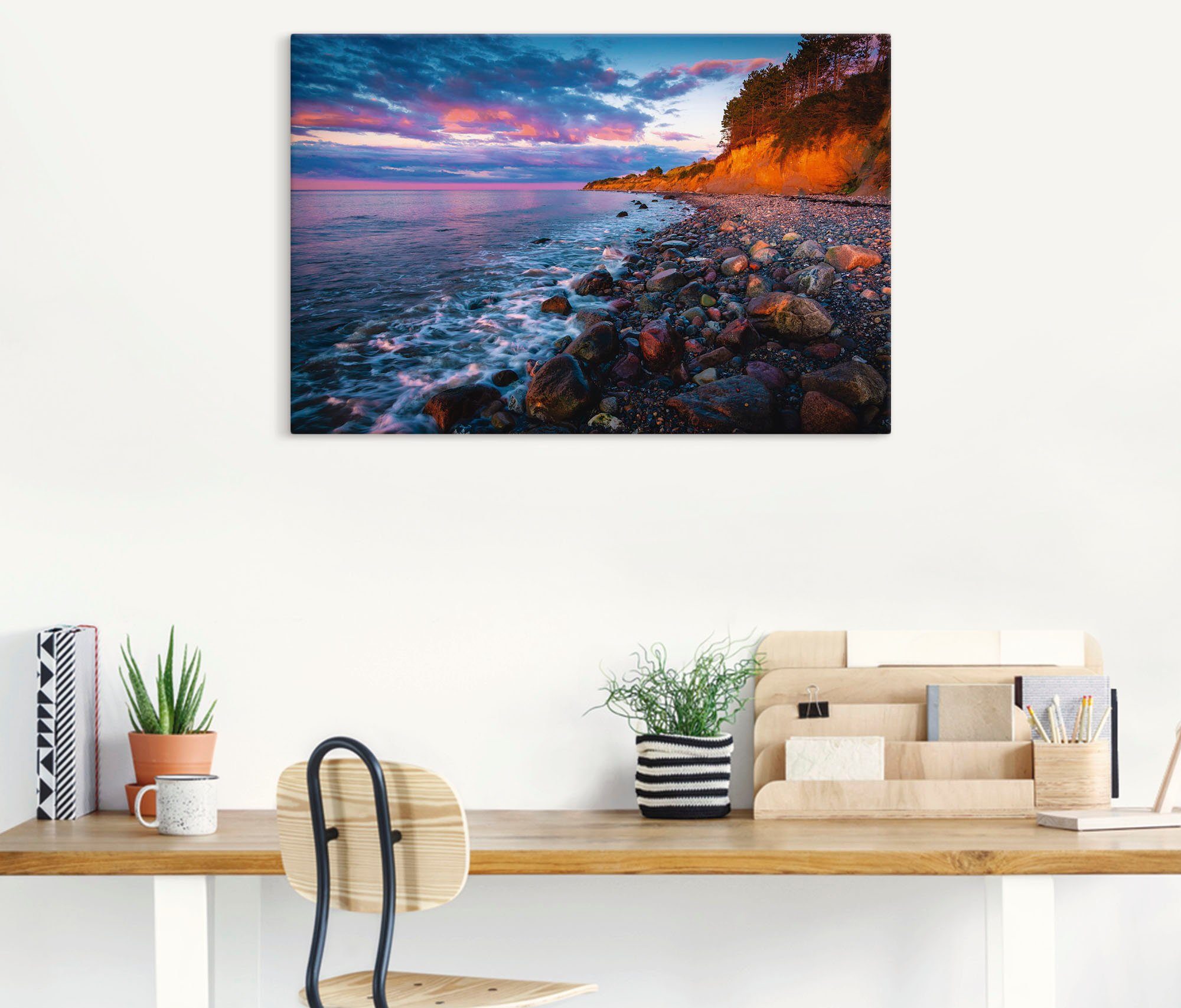 Artland Wandbild als versch. oder Steilufer, St), Sonnenuntergang am Poster (1 in Wandaufkleber Küstenbilder Größen Alubild, Leinwandbild