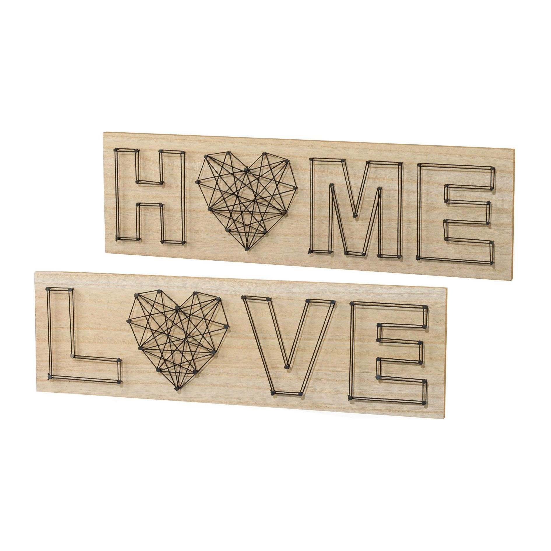 aus Holzbild, Holz, St), Creativ Schriftzug home Wanddeko, mit 2 (Set,