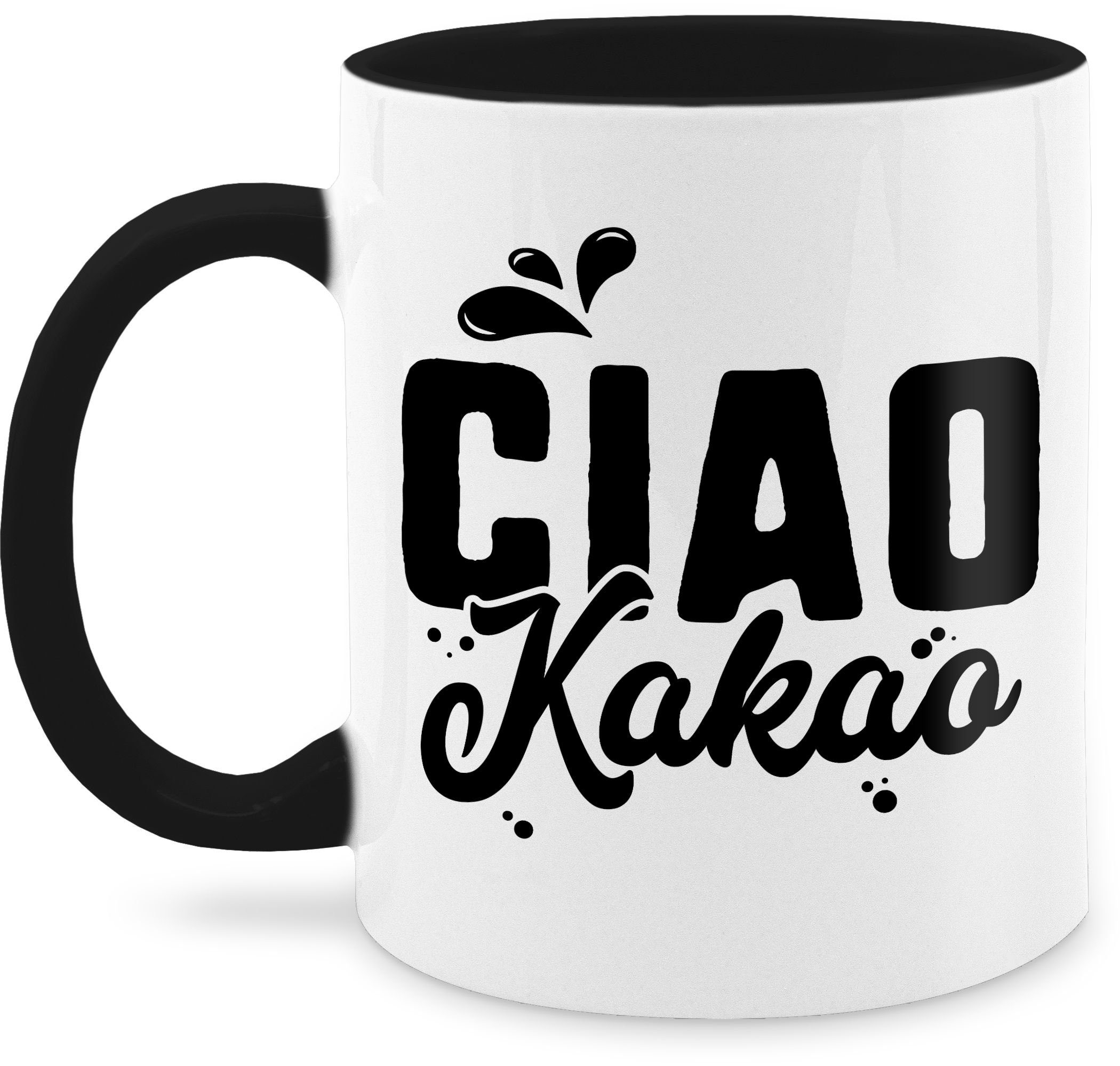 Keramik, Shirtracer Statement Schwarz Sprüche Kakao, Ciao 2 Tasse