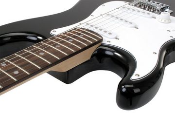 Rocktile E-Gitarre Pro ST3-L linkshänder elektrische Gitarre, ST-Sytle, Spar-Set, inkl. Gitarren-Schule, Lefty Gitarre - 3 Single Coil Tonabnehmer - 22 Bünde