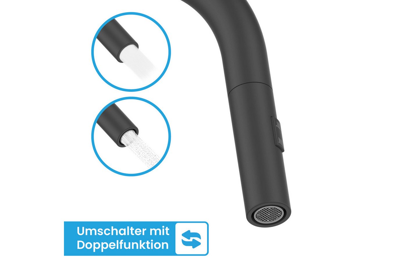 Thumbnail - Bächlein Spültischarmatur Elegante Küchenarmatur Kocuso (Schwarz-matt) hochwertige Designarmatur mit ausziehbarem Flexsc...