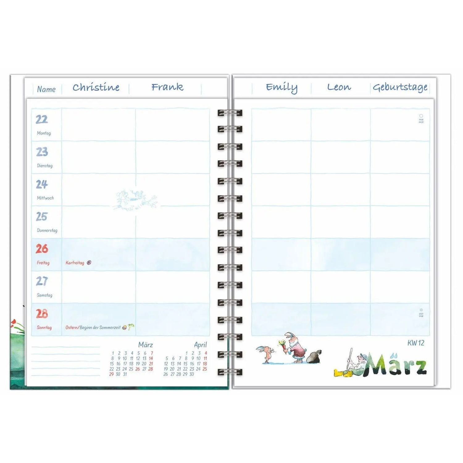 HEYE Familienkalender Helme Heine: Familienplaner-Buch A5 2027