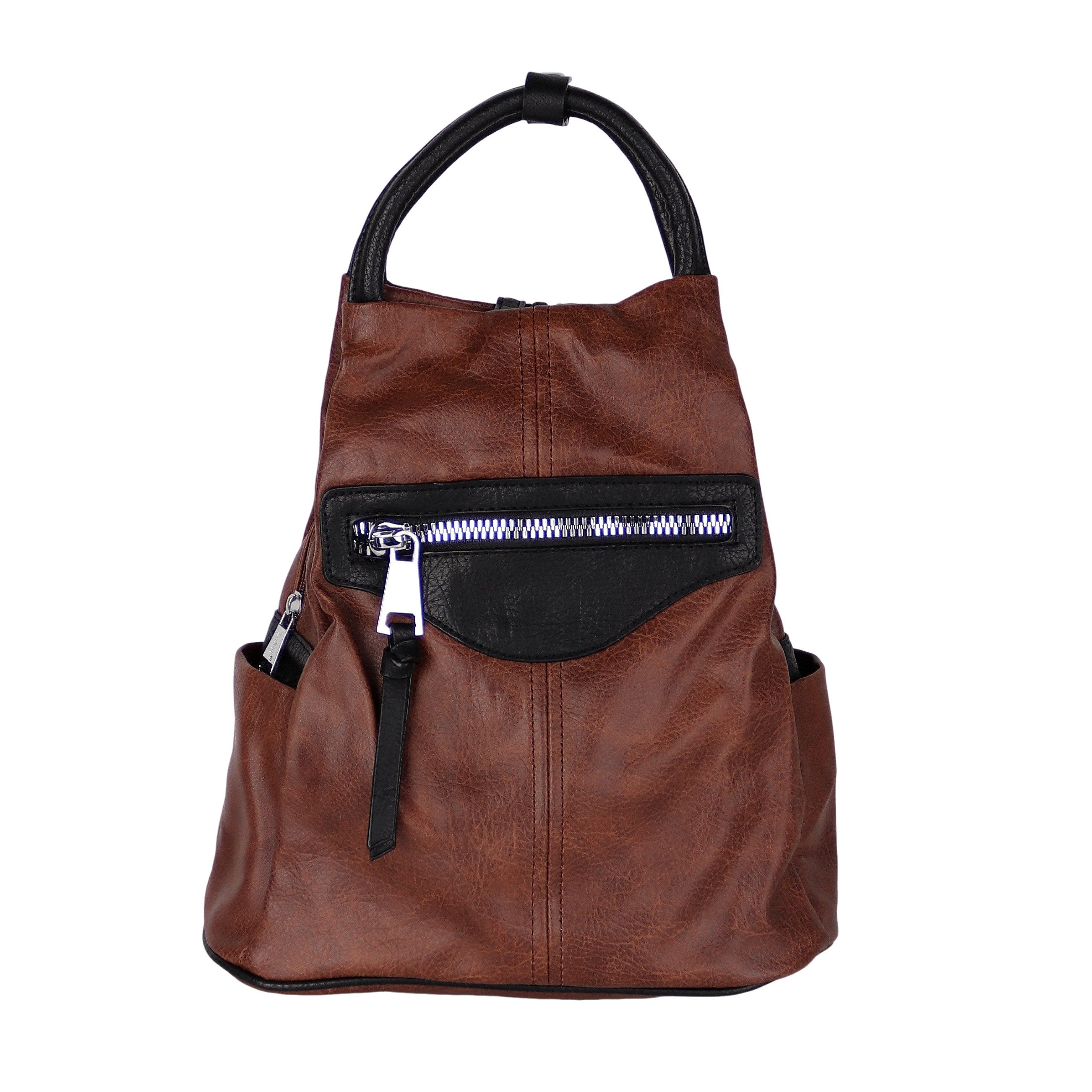 MIRROSI Tagesrucksack Damen Rucksack aus Kunstleder, Cityrucksack mit Tragegriff (ca.28x31x12cm), Reißverschlussfächern & verstellbaren Schultergurten