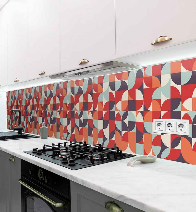 MyMaxxi Dekorationsfolie Küchenrückwand Retro 70er Jahre rot selbstklebend Spritzschutz Folie