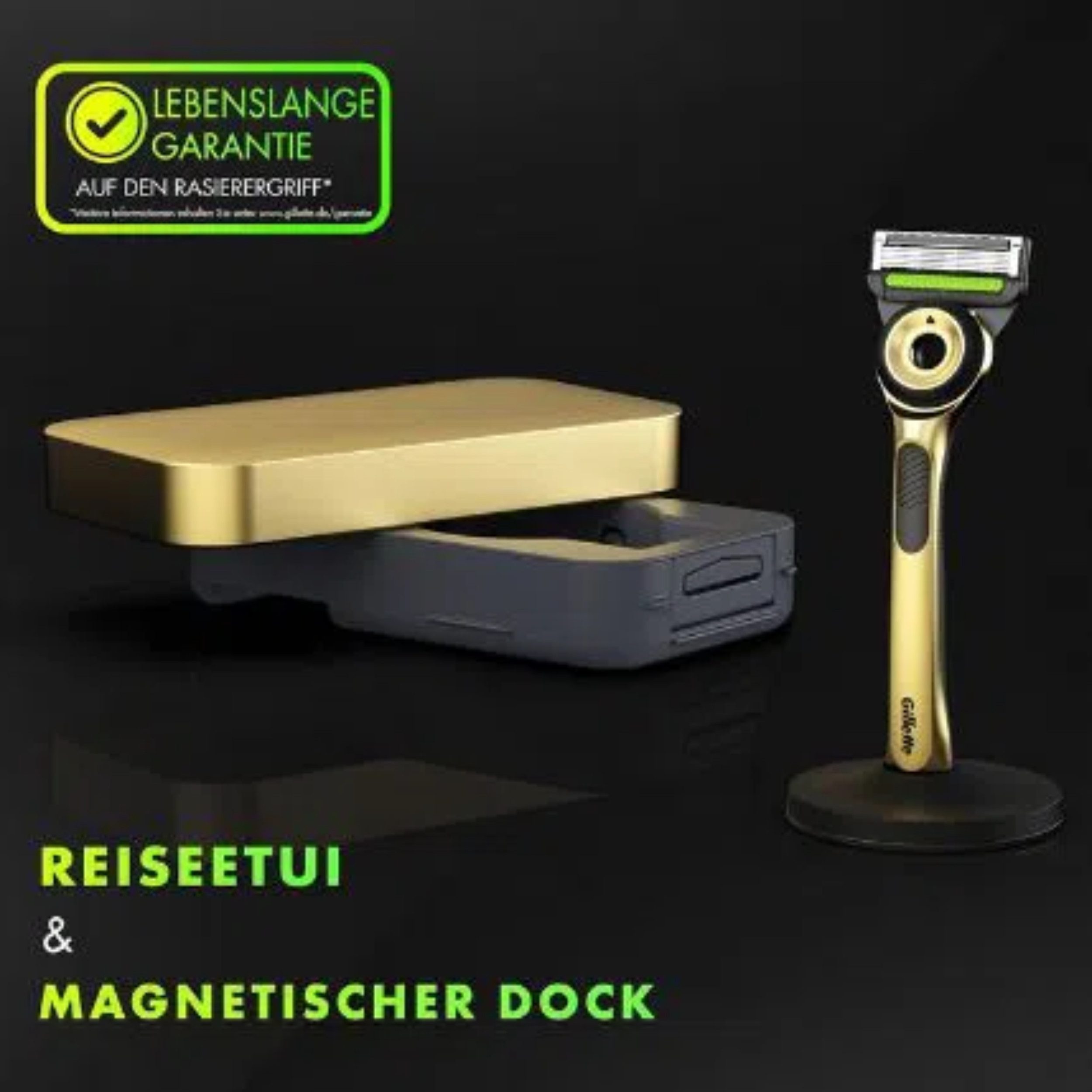 Gillette Nassrasierer Labs Champion Gold Edition, 3-tlg., Edles Design, flexible Klingen & sanfte Rasurpflege im Reiseformat