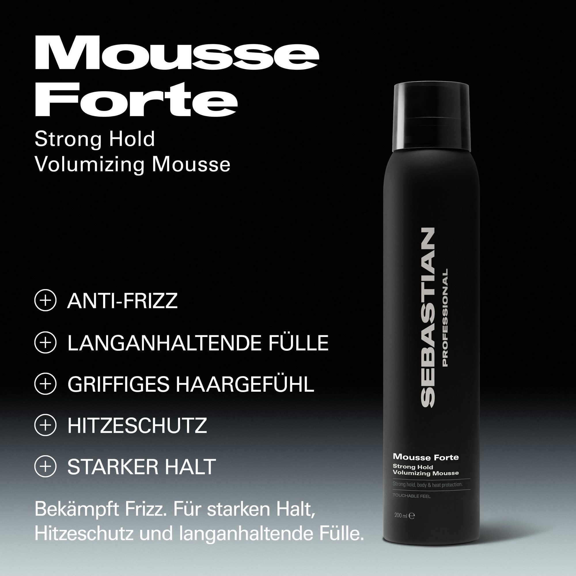 Sebastian Professional Haarfluid Mousse Forte, für glanzloses Haar, gegen Frizz, volumenverstärkende Formel