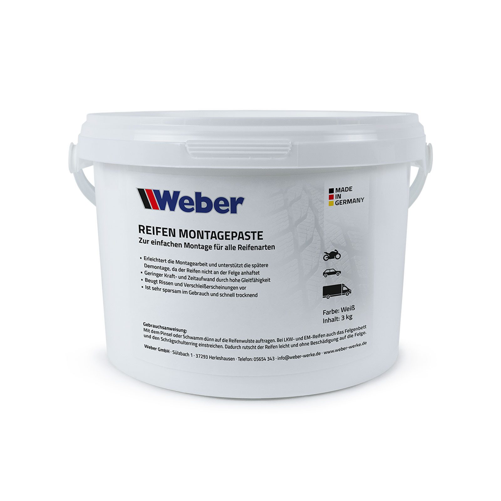 Schmierfett Reifen Montagepaste weiß 3 kg - Reifenmontierpaste