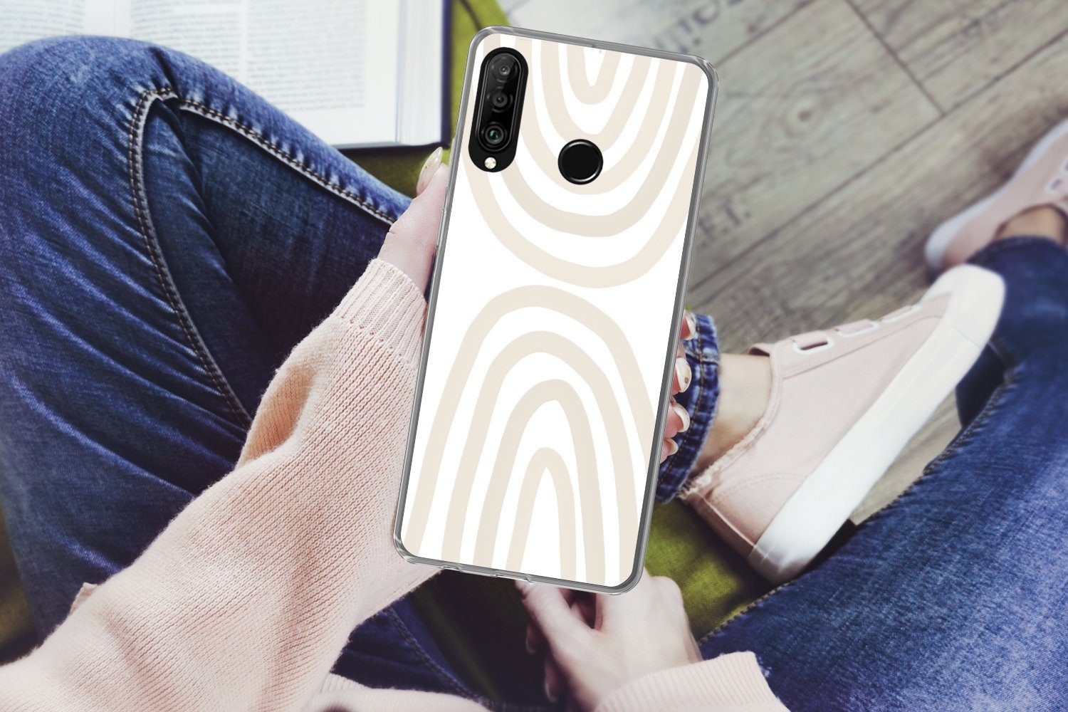 MuchoWow Handyhülle für Huawei P30 Lite Regenbogen - Pastell - Design - Abstrakt, Handy Case, Silikon, Bumper Case Dünn