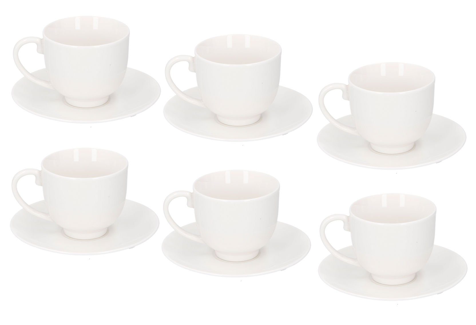 Spetebo Personen, Espresso / 6 6er mit Tasse Unterteller Porzellan weiß Set, Geschirr-Set -