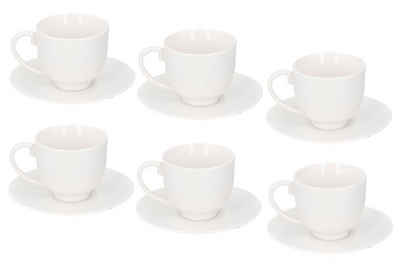 Spetebo Geschirr-Set Espresso Tasse mit Unterteller - weiß / 6er Set (6-tlg), 6 Personen, Porzellan, Kaffeetasse mit Untersetzer