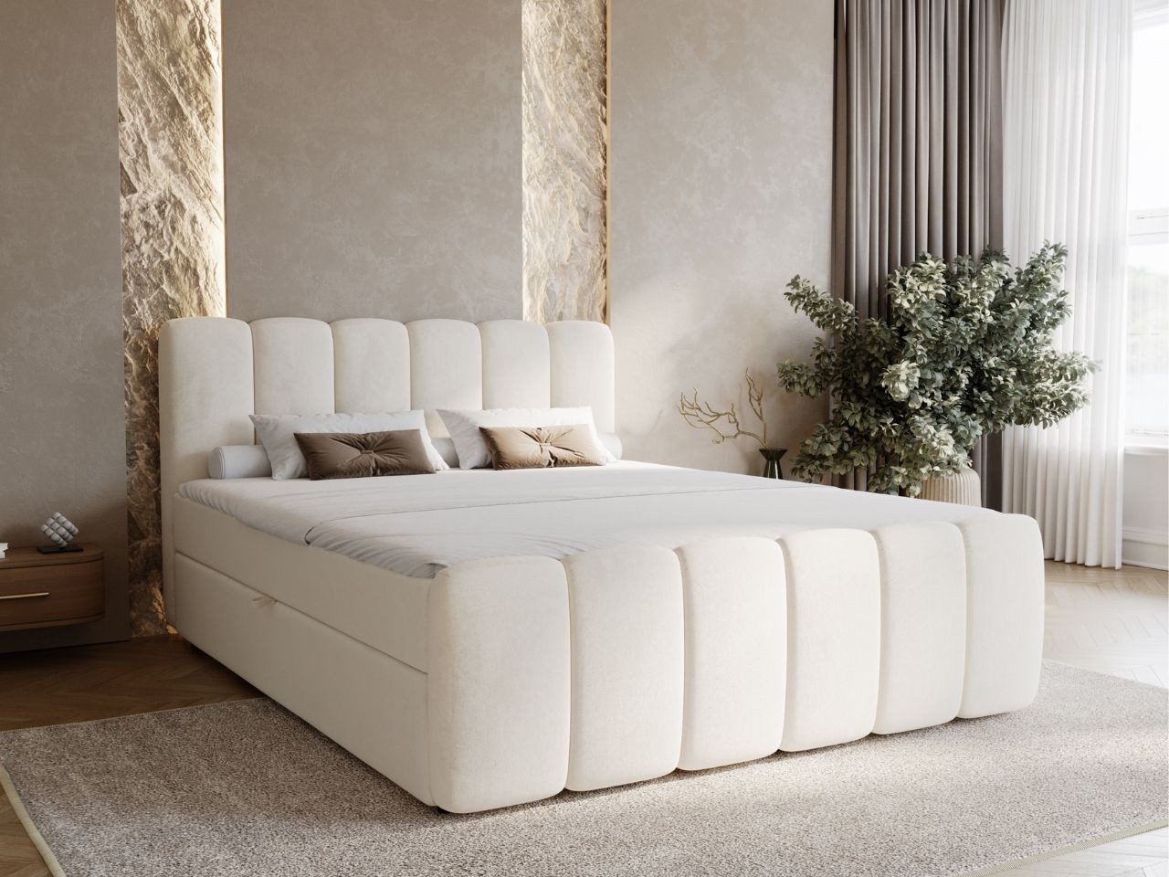 GrainGold Boxspringbett Cloud (Set, Boxspringbett, Bettkästen, Topper), mit zwei Bettkästen und Topper, Bonell-Matratze, Modern Stil