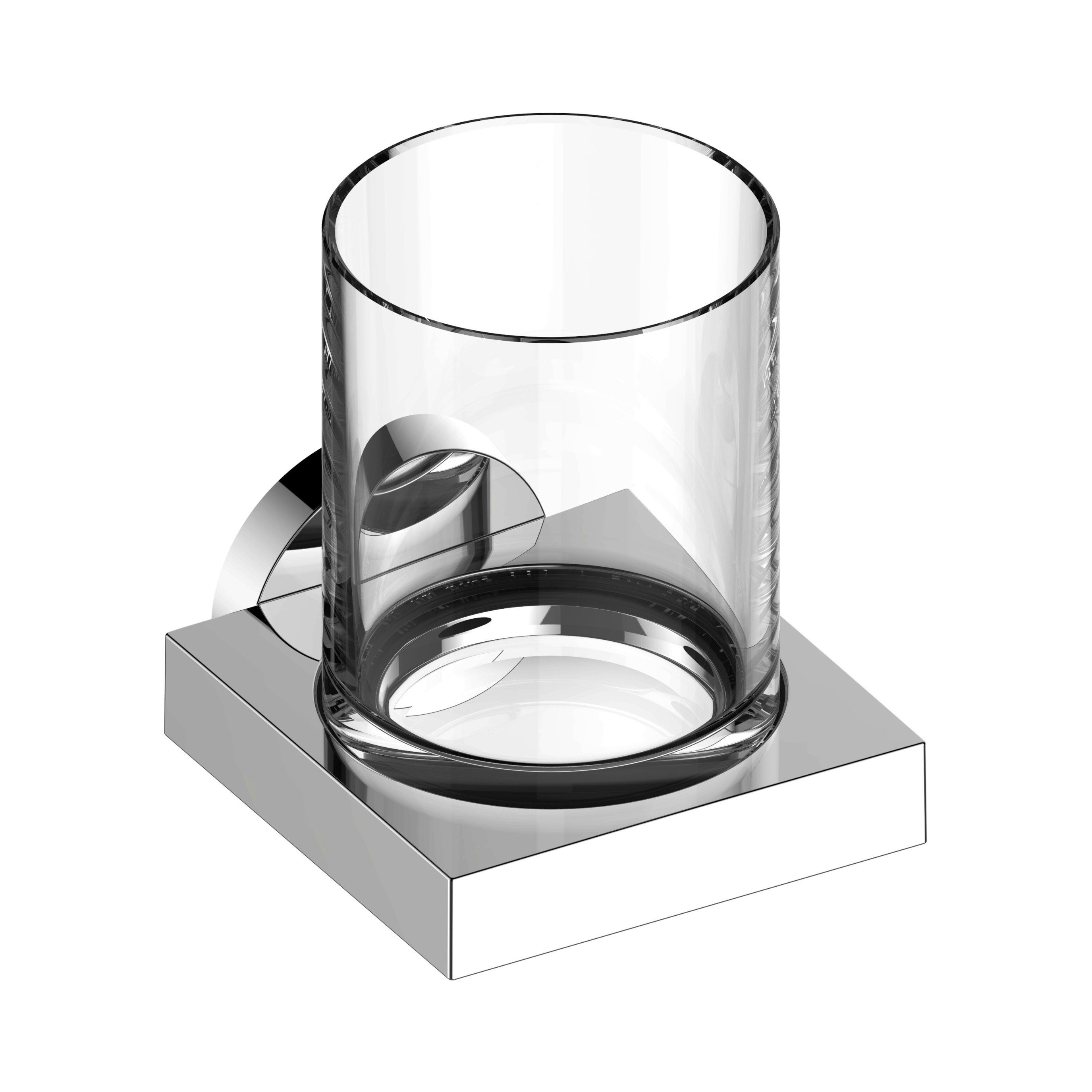 Keuco Zahnputzbecher Edition 90: Kristallglas und Wandhalterung aus Metall, inkl. Klebeset, (Set), verchromt, Wandmontage, inkl. Schrauben und Dübel