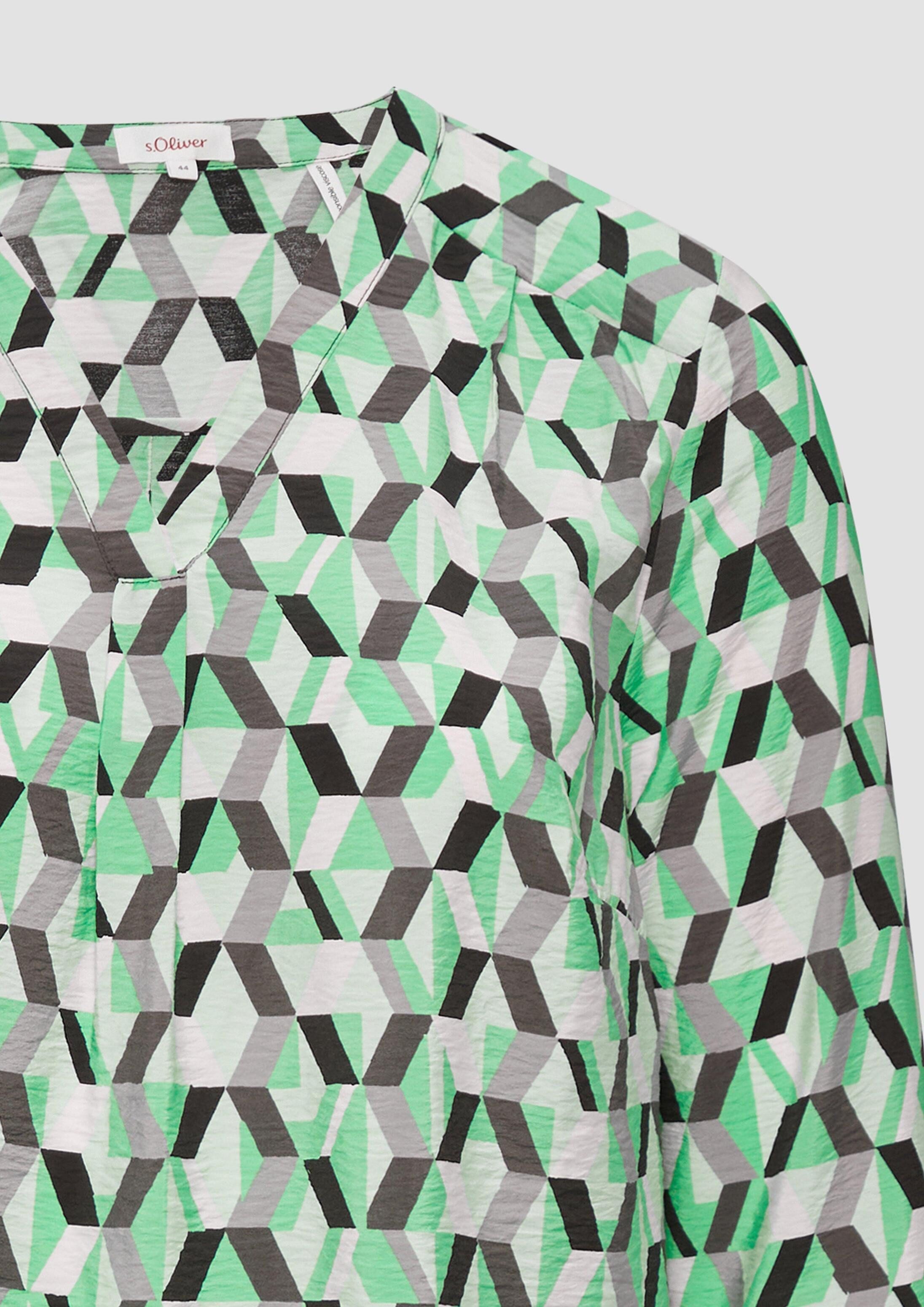 s.Oliver Langarmbluse Bluse Strukturierte Bluse mit All-over-Print
