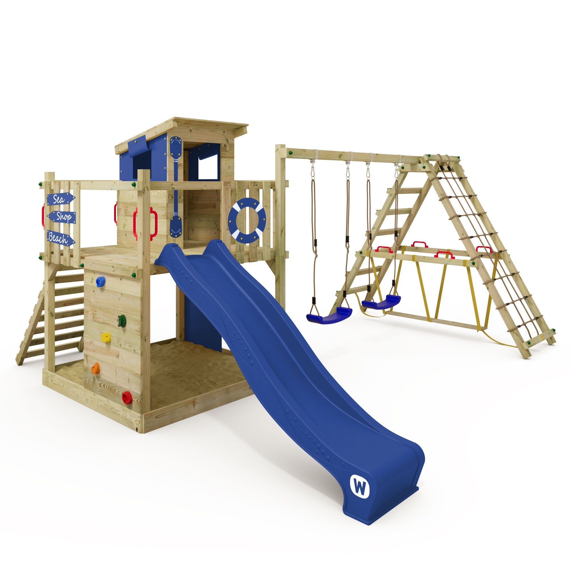 Spielturm Smart Surf – Abenteuer-Stelzenhaus mit Schaukel & Rutsche
