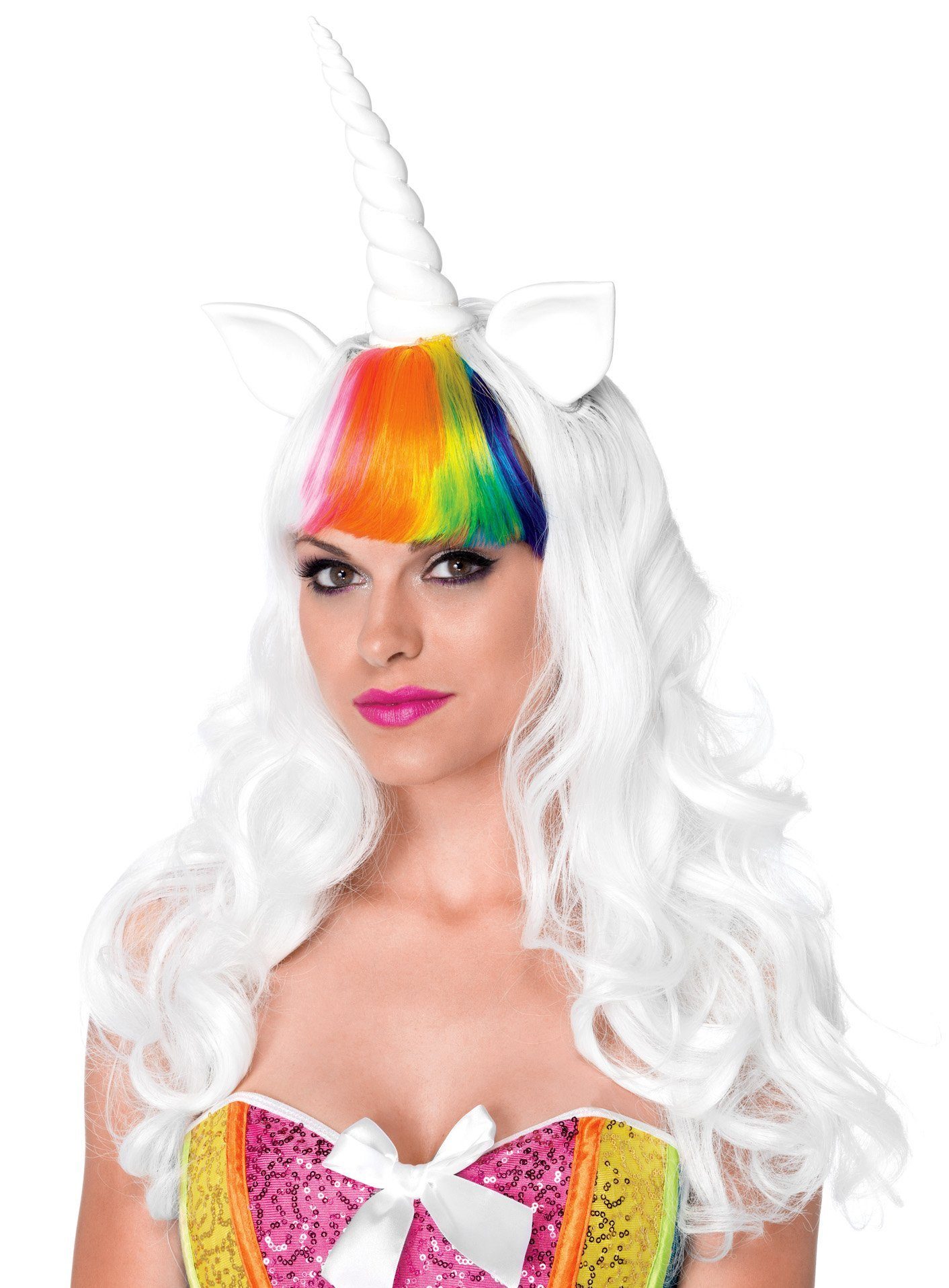 Kostüm-Perücke Einhorn Set - Faschingskostüm Perücke & Schweif
