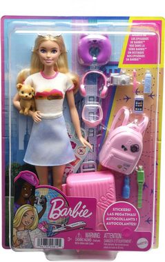 Barbie Anziehpuppe Reiseset mit Hündchen & Urlaubs-Zubehör, inklusive Puppe