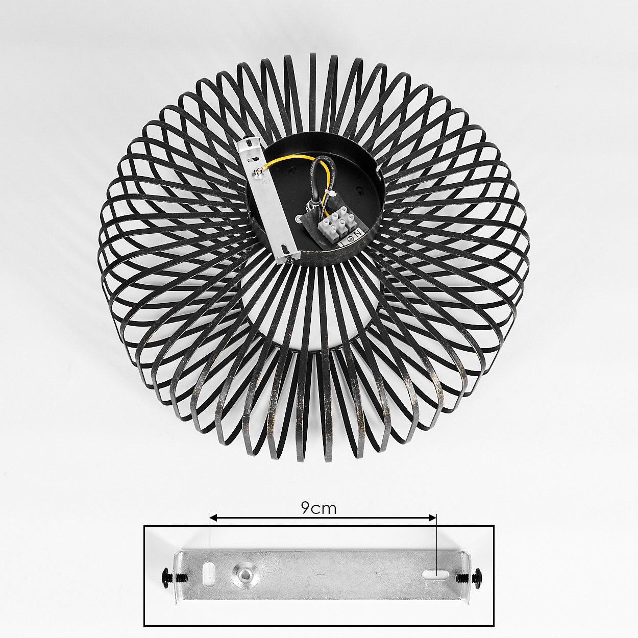 hofstein Deckenleuchte »Pieris« Deckenlampe aus Metall in Schwarz/Gold, ohne Leuchtmittel, E27, Leuchte m. Gitter u. Lichteffekt an der Decke – Bild 5 von 5