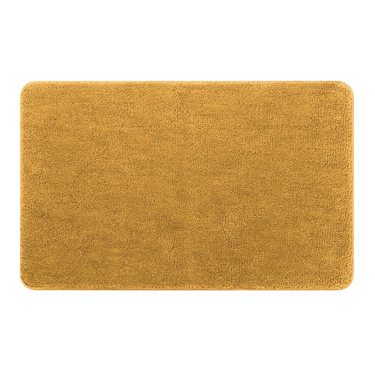 spirella Badematte ROSARIO, rechteckig, Höhe: 12 mm, Badteppich Velours, 100% Polyester Microfaser, Anti-Rutsch Beschichtung, für Fussbodenheizung geeignet, waschbar 30°, schnelltrocknend, 50 x 80 cm, safran gelb
