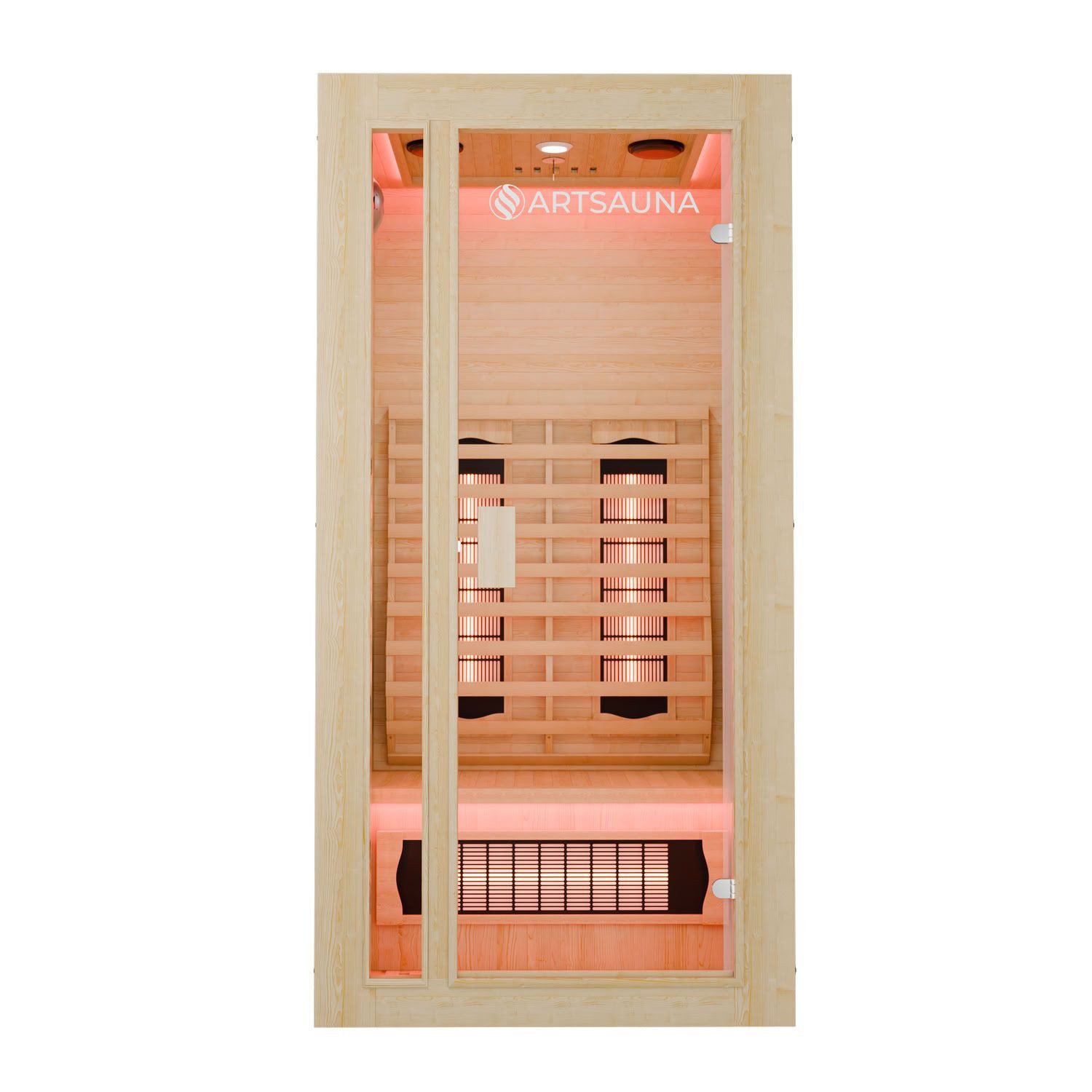 Artsauna Infrarotkabine Nyborg S90V, für 1 Personen, Hemlockholz, HiFi-System, Ionisator, LED-Farblicht – Bild 2 von 5