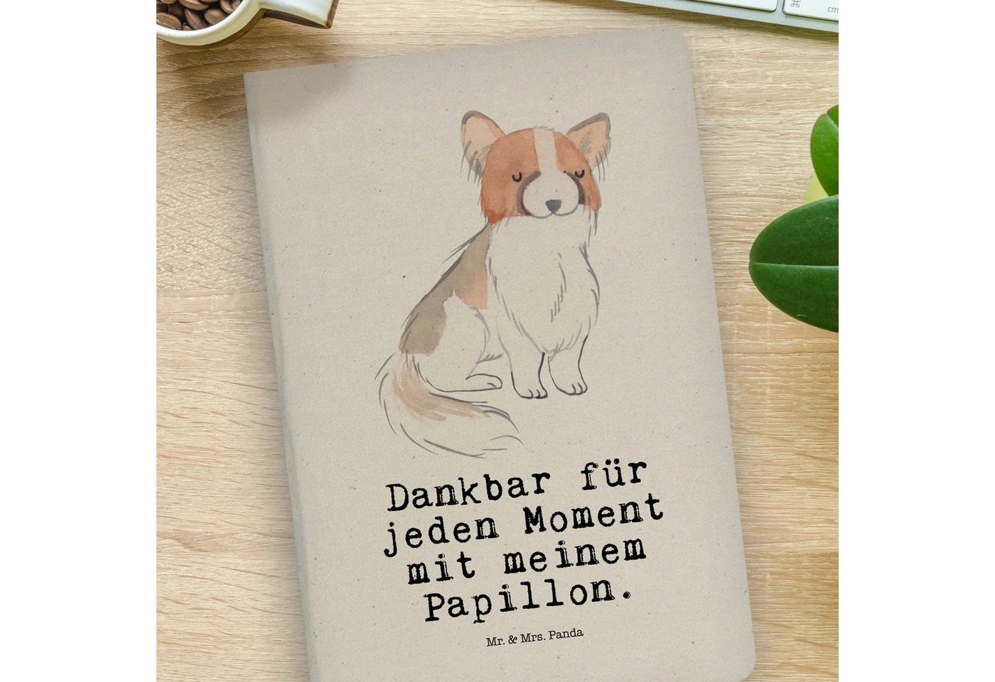 Thumbnail - Mr. & Mrs. Panda Notizbuch Papillon Moment - Transparent - Geschenk, Kontinentaler Zwergspaniel, Mr. & Mrs. Panda, Echte...