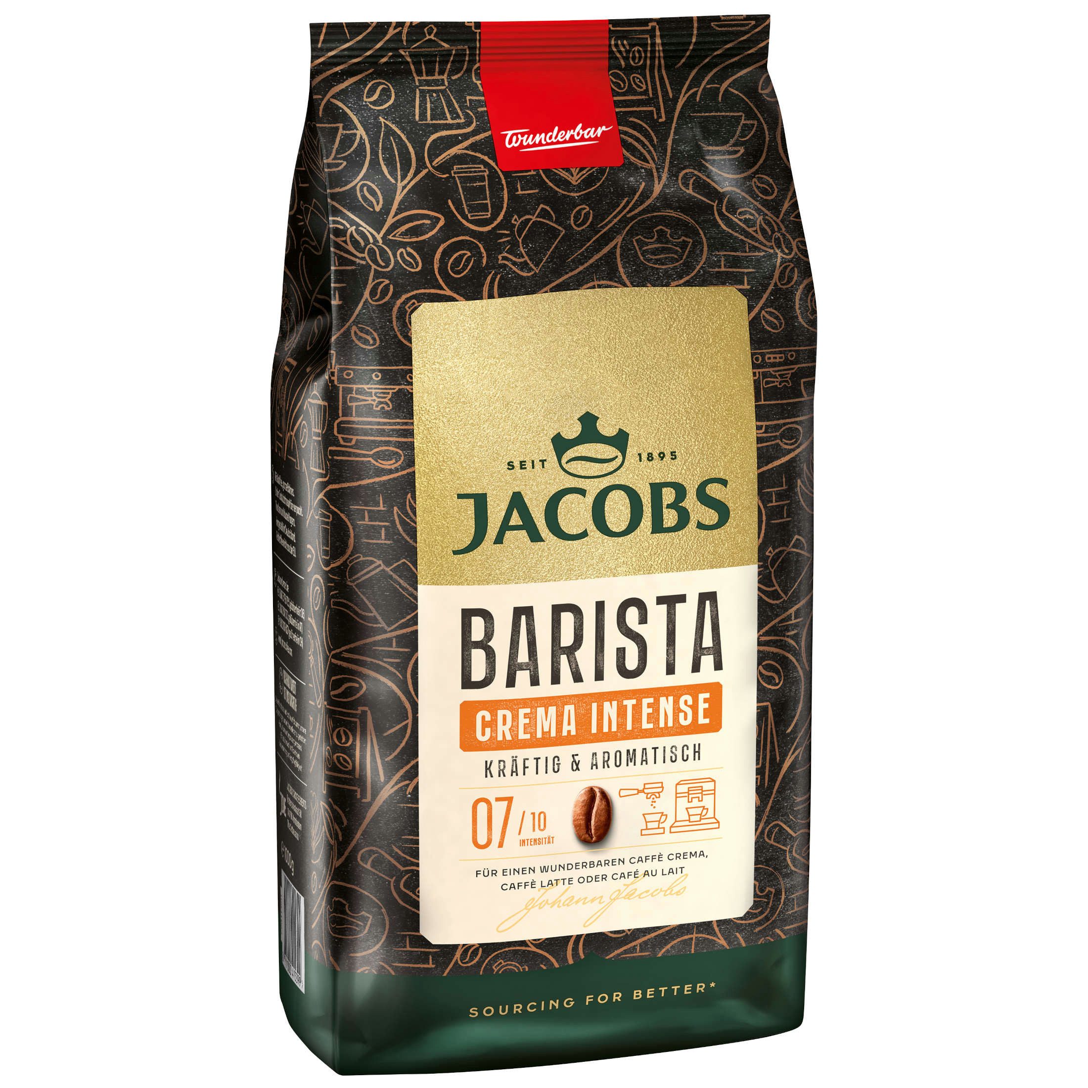 JACOBS Kaffee Barista Editions Crema Intense ganze Kaffee Bohnen 4 x 1 kg, 4000 g, (Packung, 4er Pack)