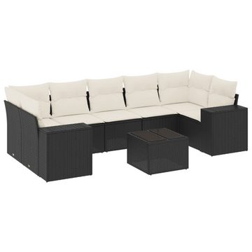 vidaXL Loungesofa 8-tlg. Garten-Sofagarnitur mit Kissen Schwarz Poly Rattan, 1 Teile