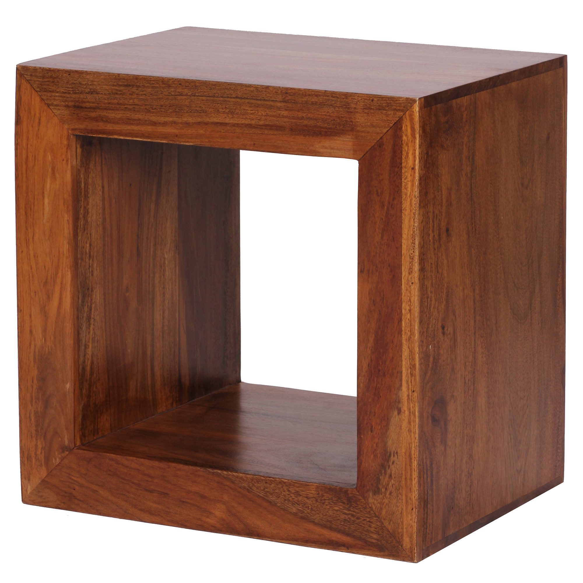 FINEBUY Standregal FB36835, Massivholz 44x44x33 cm mit Stauraum, Bücherregal Echtholz, Wohnzimmerregal Quadratisch
