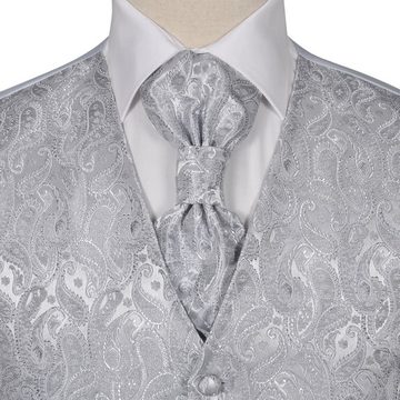 vidaXL Anzug Hochzeitswesten-Set Herren Paisley Größe 52 Silbern