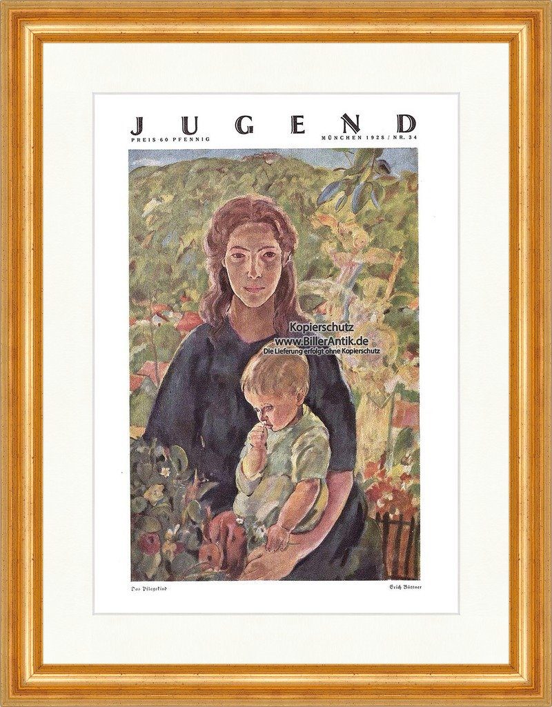 Kunstdruck Titelseite der Nummer 34 von 1928 Erich Büttner Frau Berge