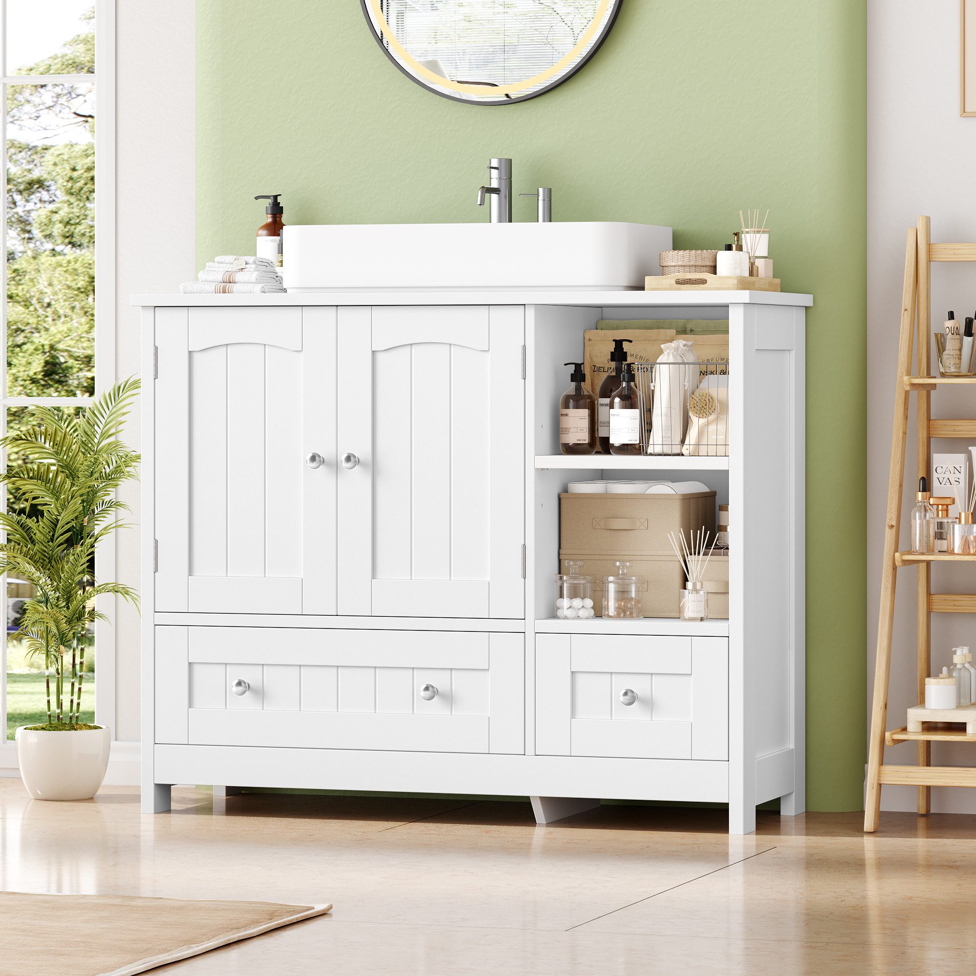 Homfa Waschbeckenunterschrank Unterschrank Badezimmerschrank mit 2 Schublad günstig online kaufen