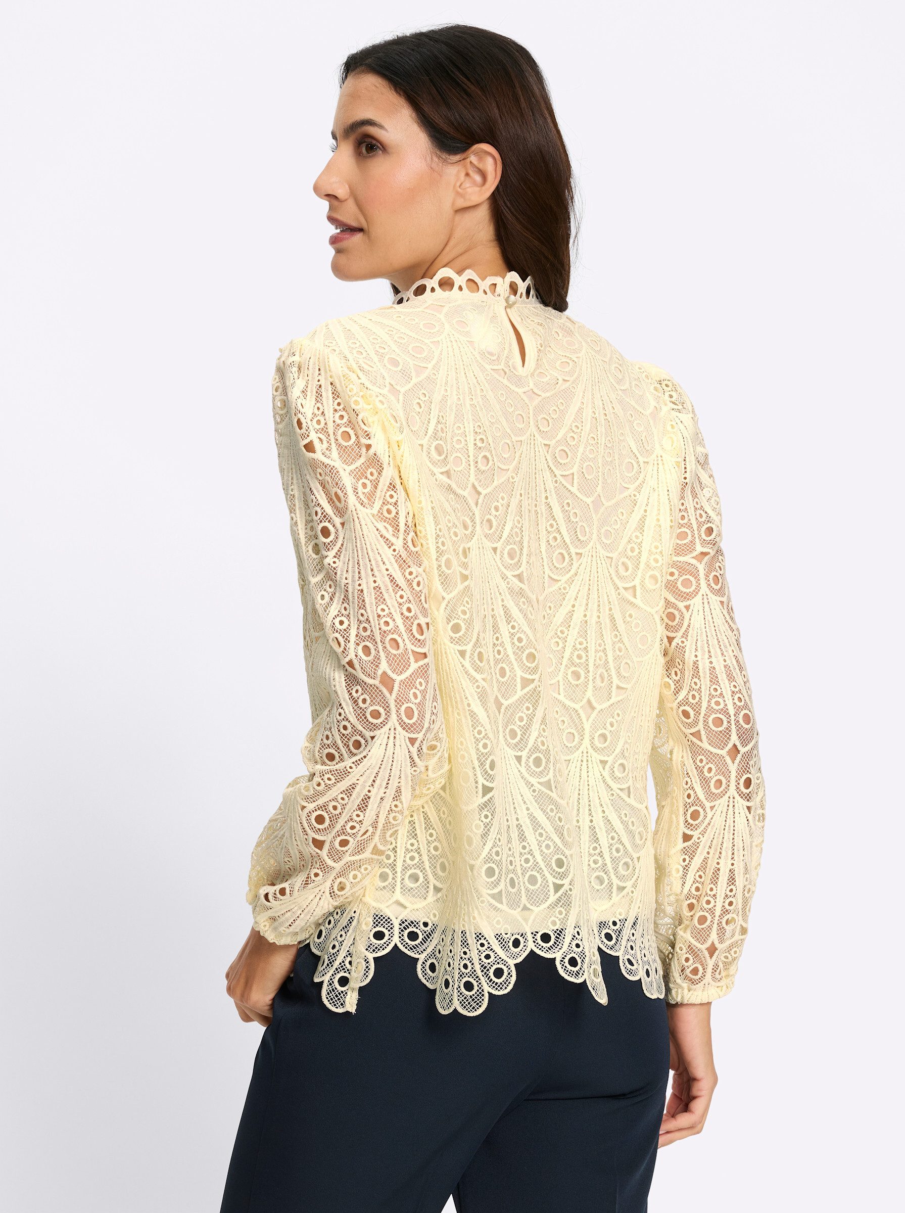 Witt Klassische Bluse Spitzen-Bluse Langarm