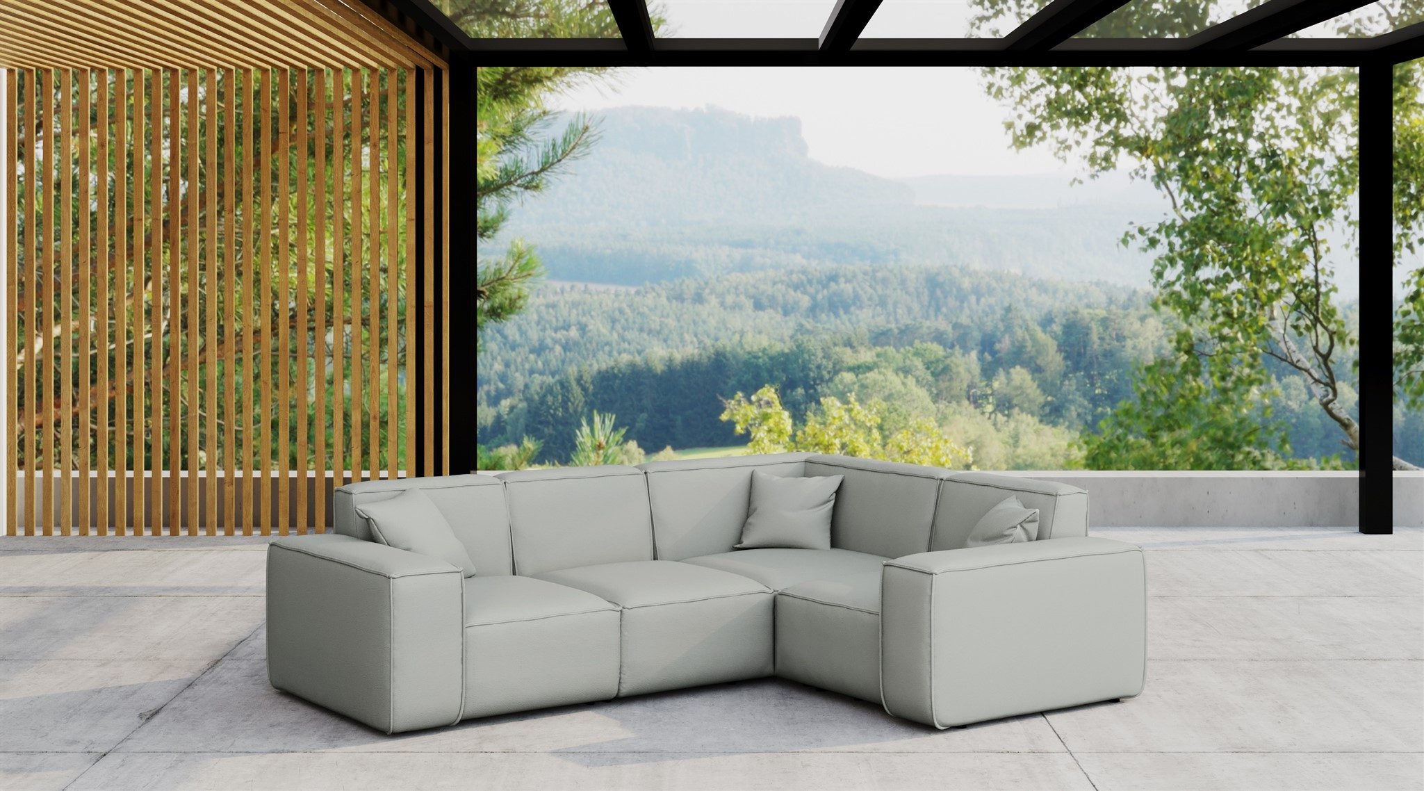 Fun Möbel Loungesofa Gartenmöbel Garten Ecksofa SUMMER, Kurzer Schenkel rechts oder links wählbar, Pflegeleichter und wetterfester Bezug