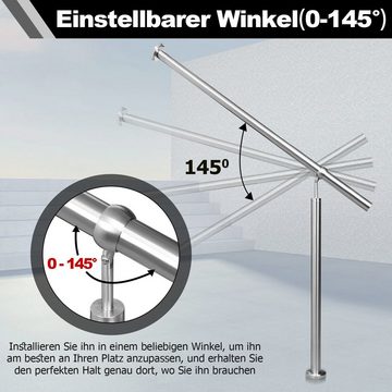 Randaco Treppengeländer Geländer Eingangsgeländer Edelstahl Handlauf Seitliche Montage Außen, 80 cm Länge, für Brüstung Balkon Garten