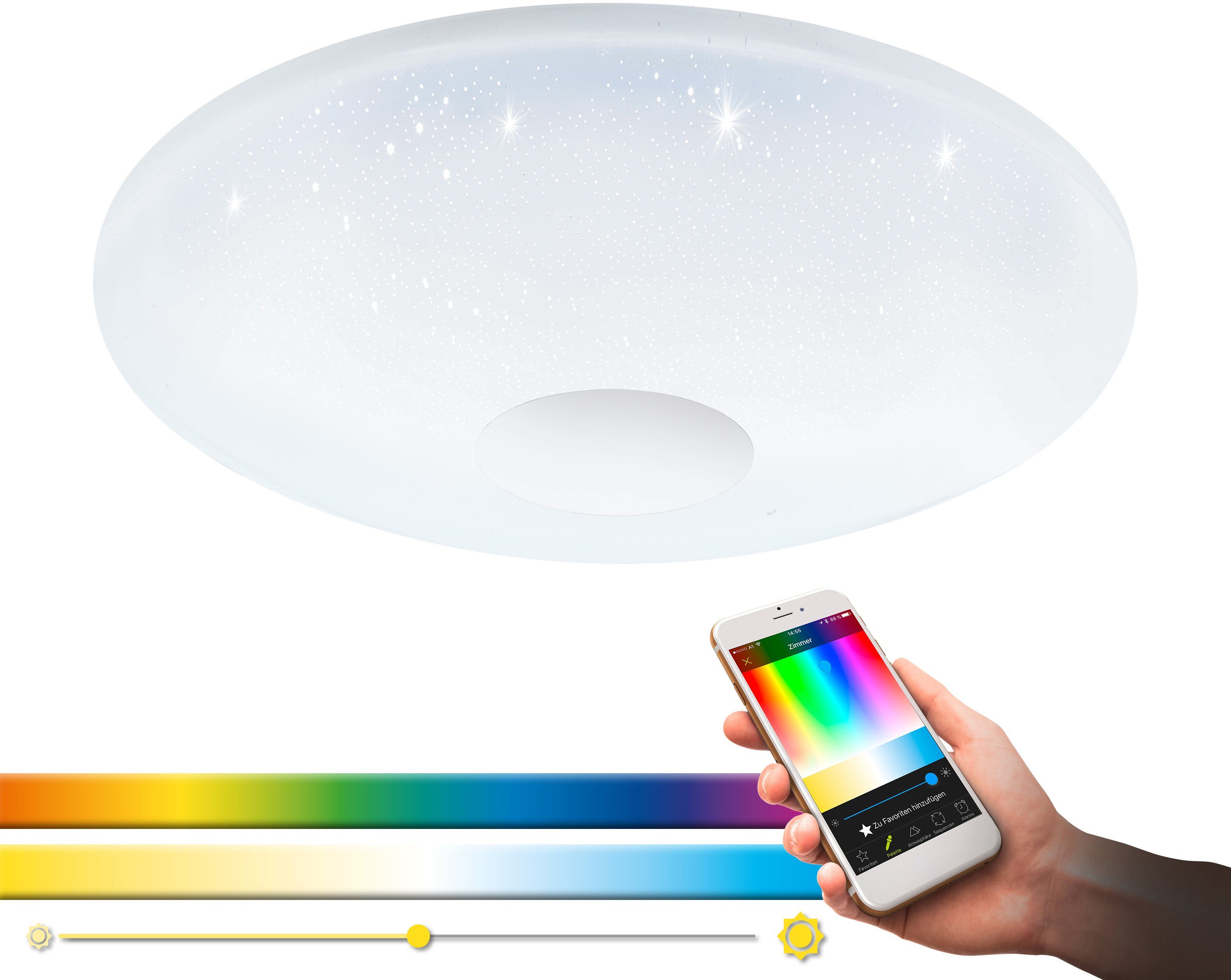 LED Warmweiß, Tageslichtweiß, APP Helligkeitsstufen, über LED + Deckenleuchte fest RGB Fernbedienung, mehrere Steuerung Farbwechsel, Neutralweiß, EGLO Kaltweiß, CCT, BLE, integriert, VOLTAGO-C, EGLO Smart Home, CONNECT,