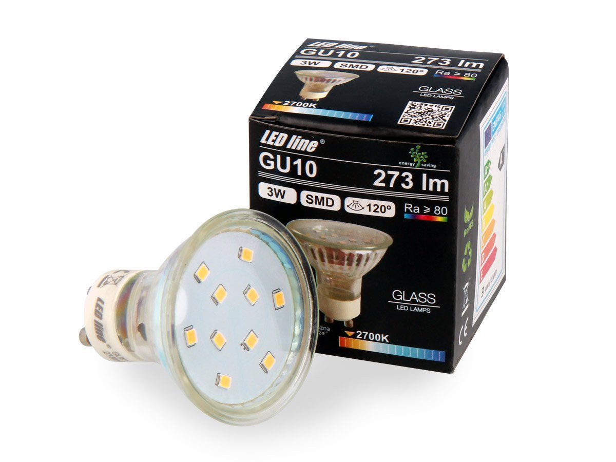 LED-Line LED-Leuchtmittel GU10 3W LED Leuchtmittel Warmweiß 2700K 273, 1 St.