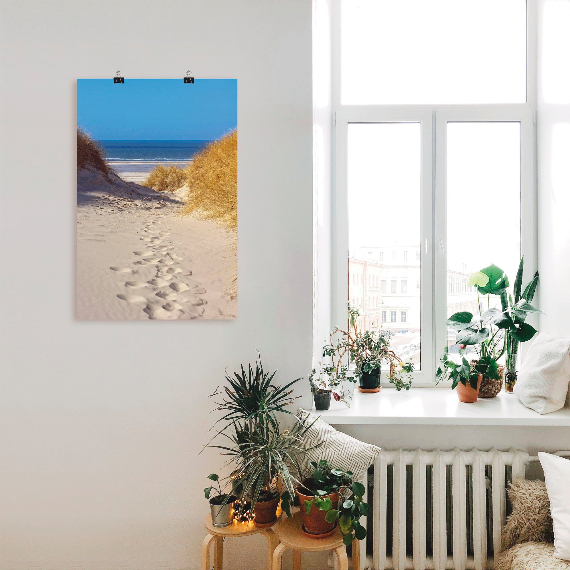 (1 Wandaufkleber als Strand Strand, in zum oder Leinwandbild, Poster Größen versch. Weg Wandbild braun St), Artland Alubild,