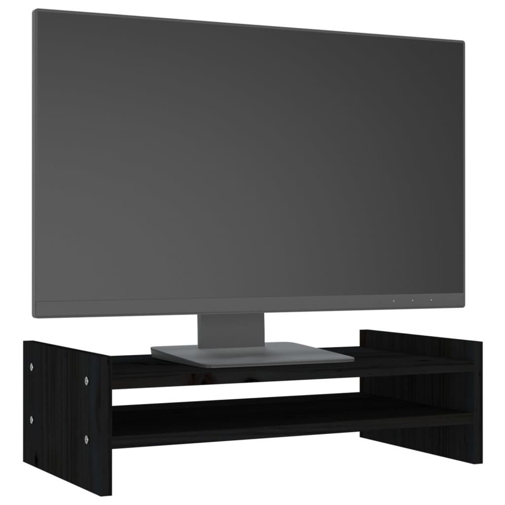 Massivholz cm Kiefer Monitorständer Schwarz vidaXL 50x27x15 Monitorständer