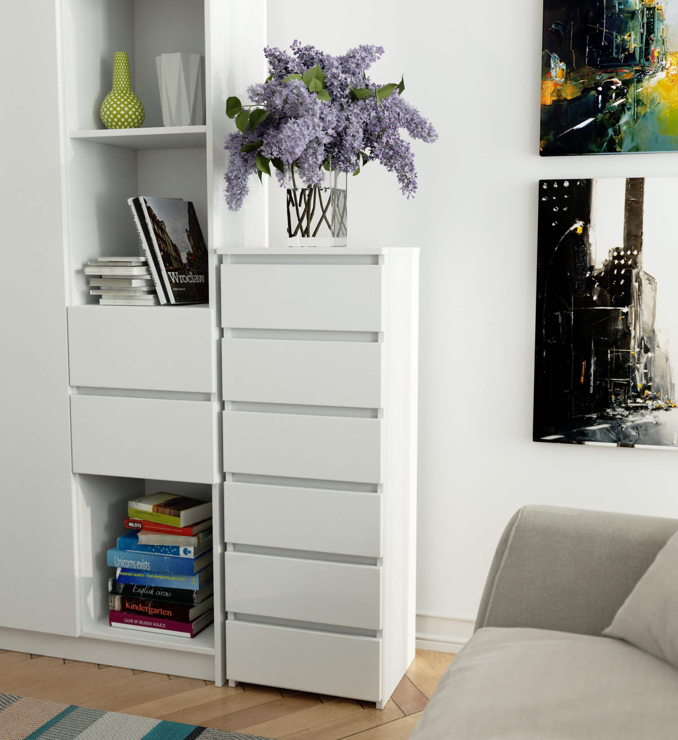 Raumhirsch Furniture Kommode mit 6 Schubladen 40 cm breit Schrank Wohnschrank, (viele Farbvarianten - Maße: 109 x 40 x 35 cm) - Hochwertig & stabil – Bild 5 von 5