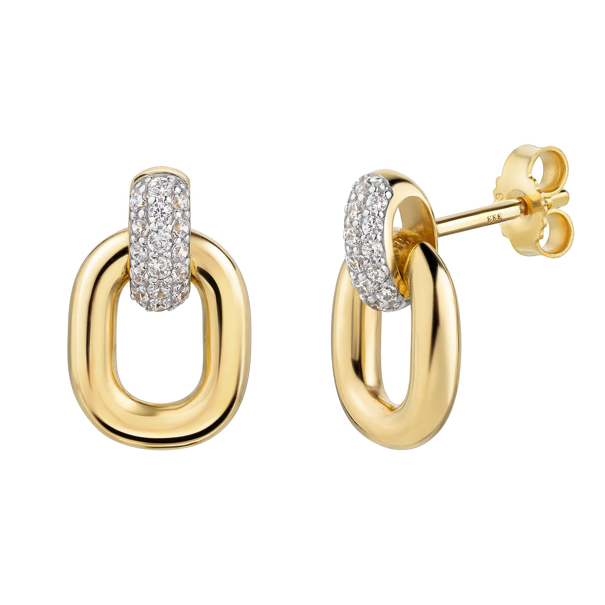 Paar Ohrstecker Schmuck Geschenk Gold 333 Ohrschmuck Ohrringe Drop bicolor