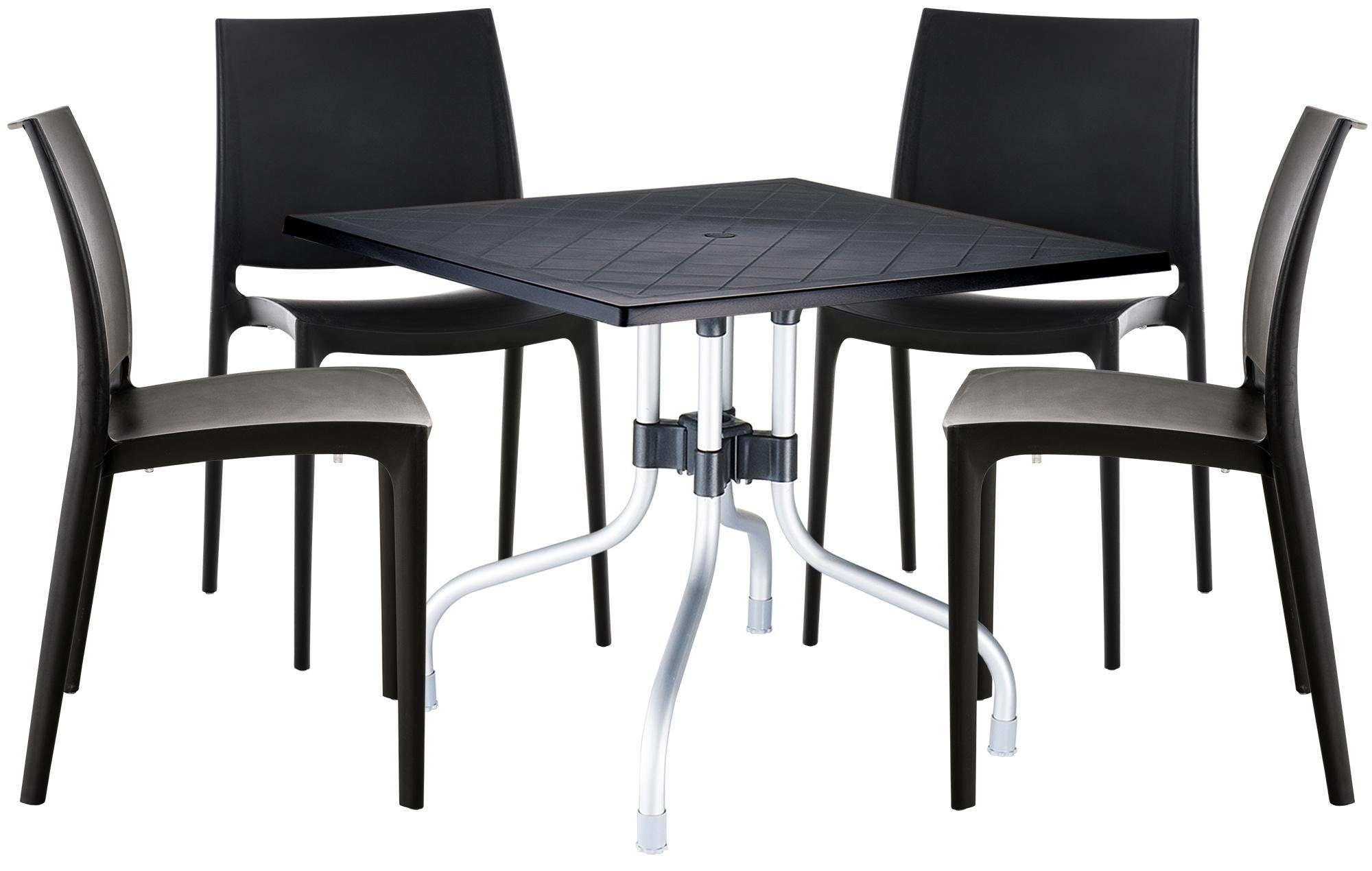 CLP Essgruppe Cento, 5-teilige Sitzgruppe, Tisch mit 4 Stühlen
