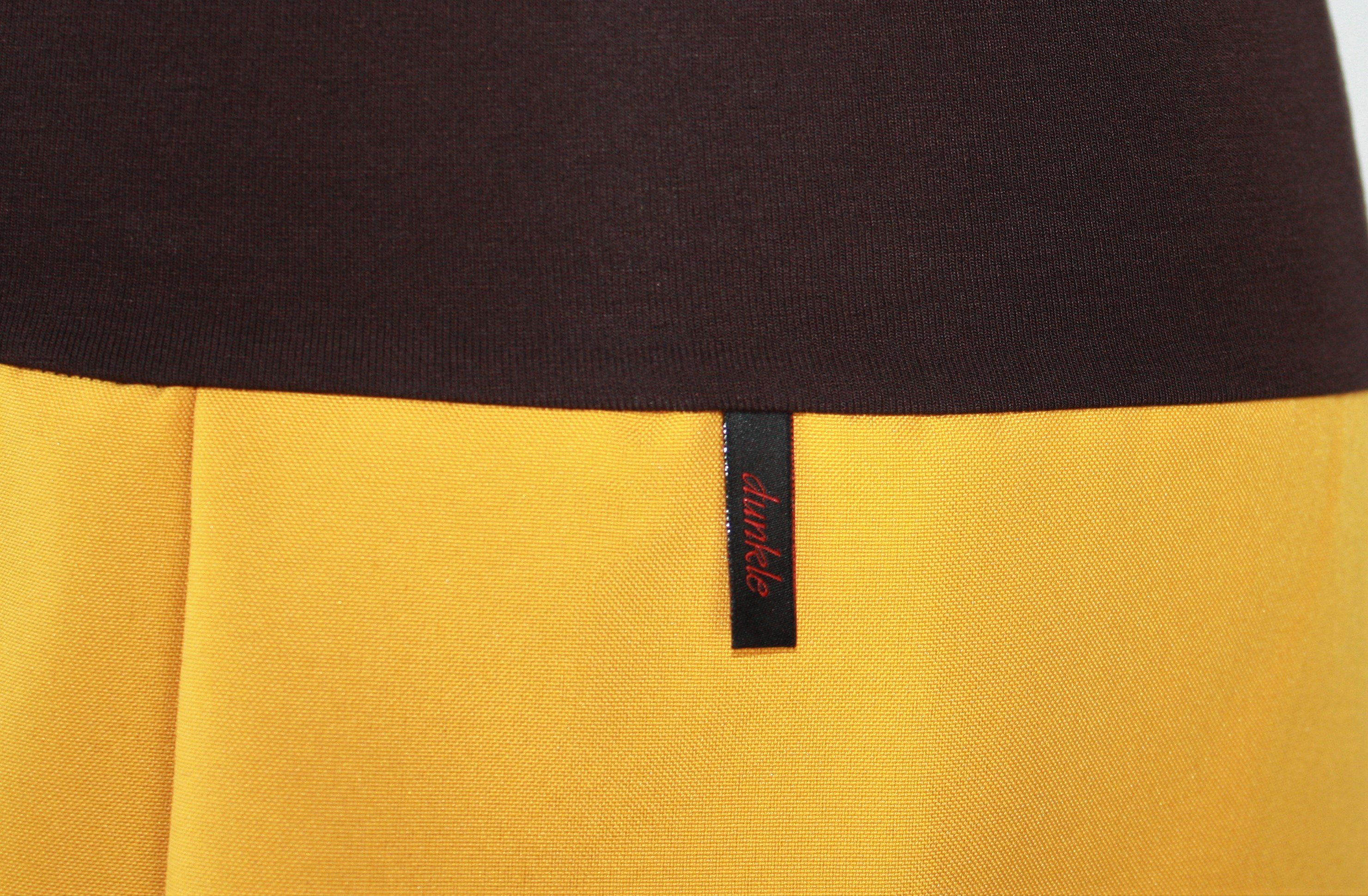dunkle design Ballonrock Braun Gelb Braun Bund Senfgelb elastischer Orange Bund Camel 51cm