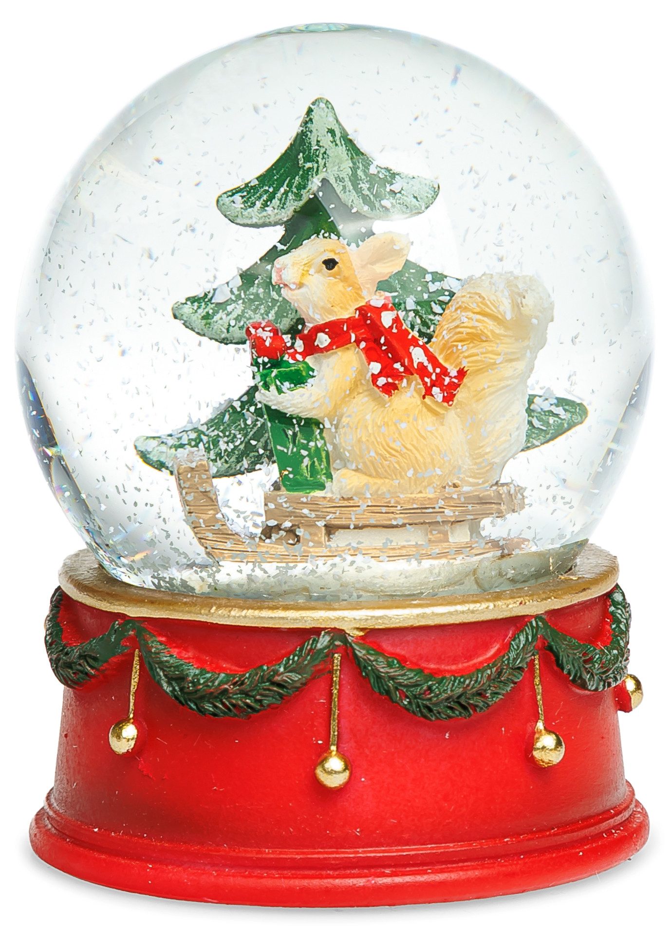 SIKORA Schneekugel SK25 Mittelgroße Glas Schneekugel Eichhörnchen D:65mm